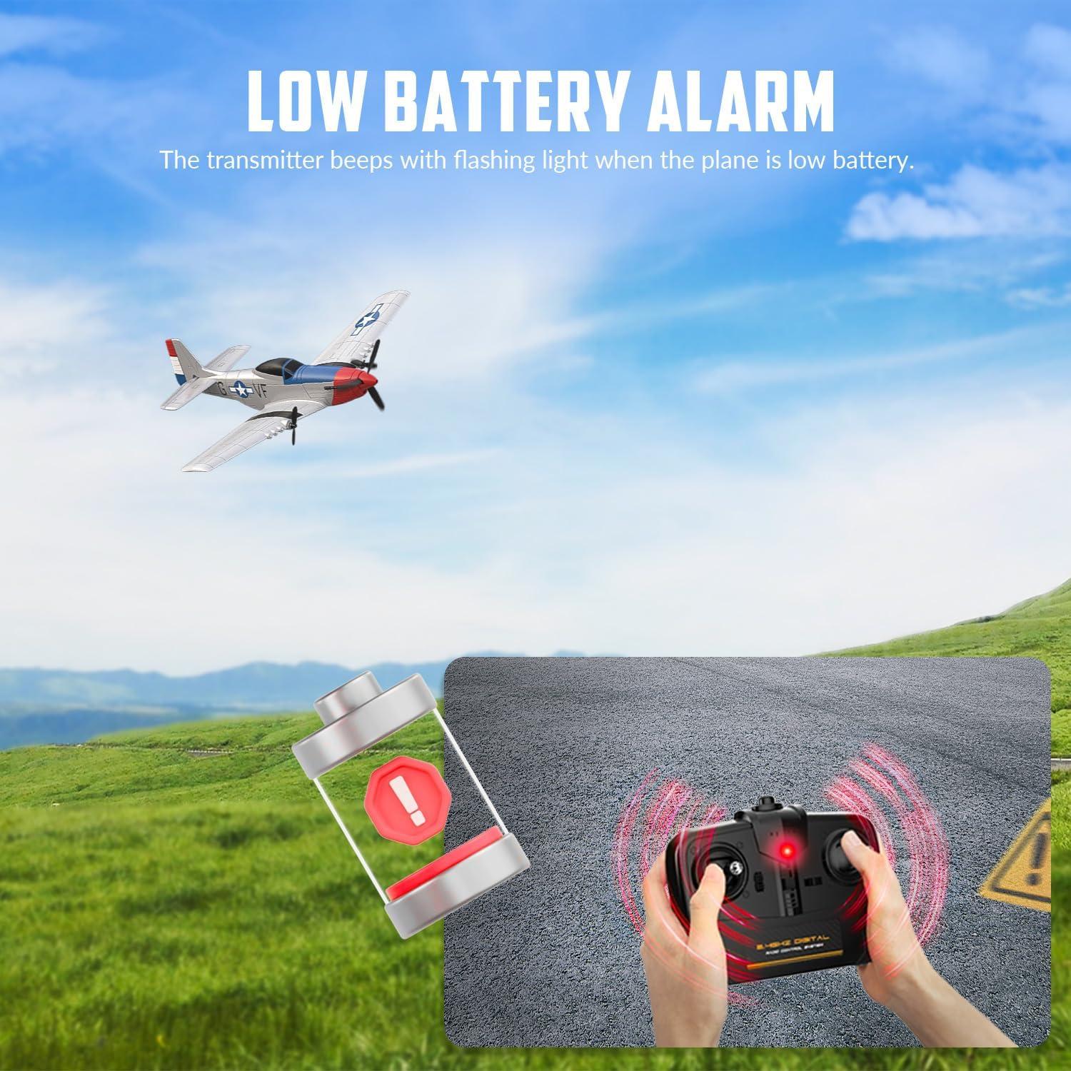 image:imagevolantexrc RC Plane 3 Channel Remote Control Plane Fighter Spitfire with 6axis Gyro 24GHz RTF Radio Controlled Aircraft Easy to Fly for Beginners Adults 76205 RTFP51D Mustang