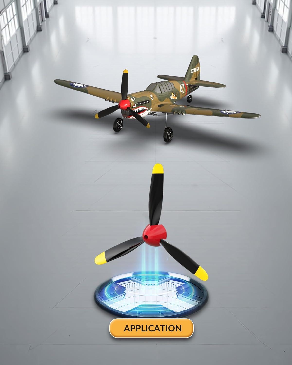 image:imagevolantexrc RC Plane 4 Channel Remote Control Airplane Fighter P40 with Aileron 6Axis Gyro Aerobatics for Adults amp Propellers