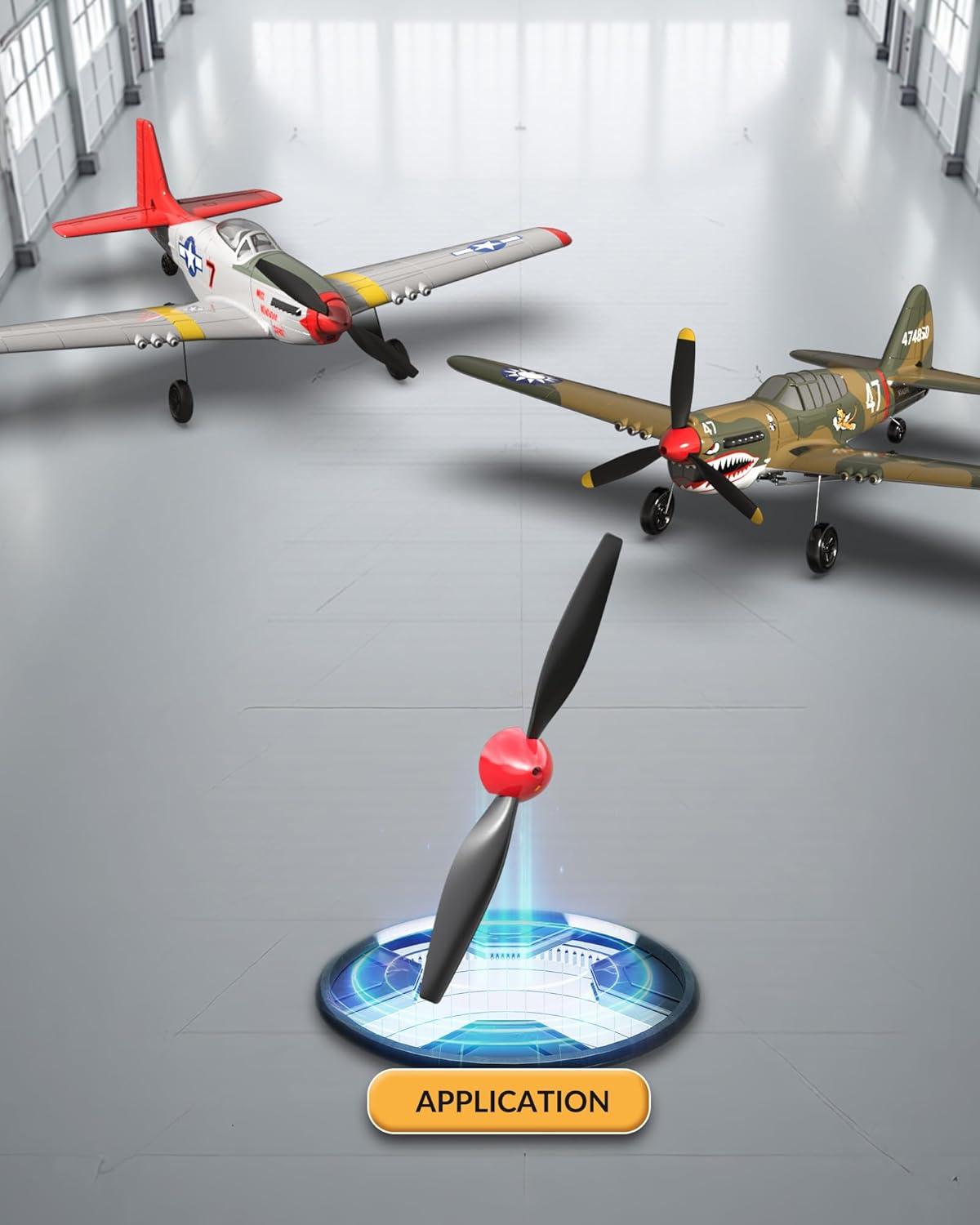 image:imagevolantexrc RC Plane 4 Channel Remote Control Airplane Fighter P40 with Aileron 6Axis Gyro Aerobatics for Adults amp Propellers amp Landing Gear