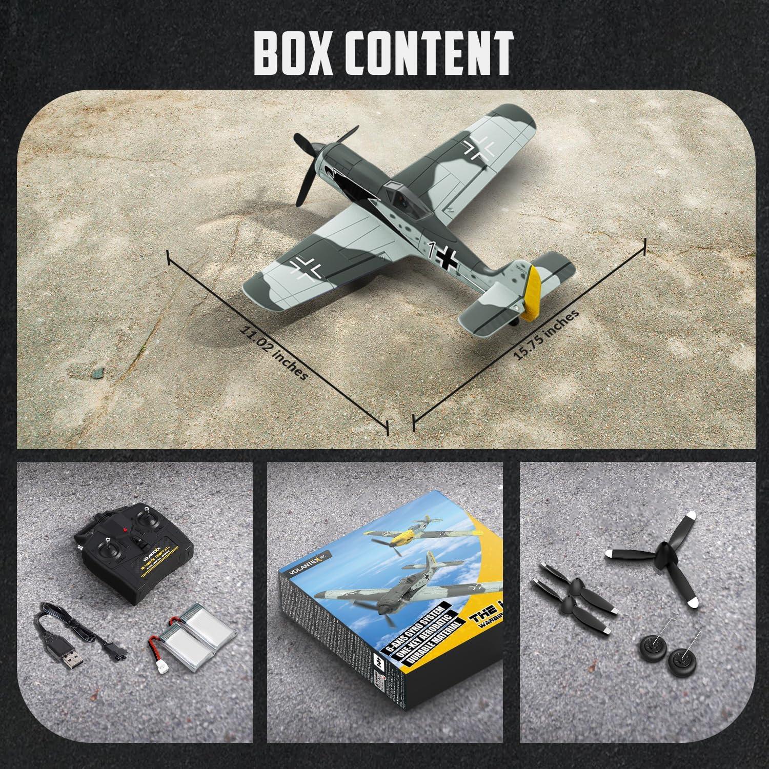 image:imagevolantexrc RC Plane 4 Channel Remote Control Airplane Fighter Spitfire RTF with Aileron Gyro Aerobatics amp 3 Modes Easy to Fly Hobby Radio Controlled Aircraft for Beginners amp Adults BlueFW190