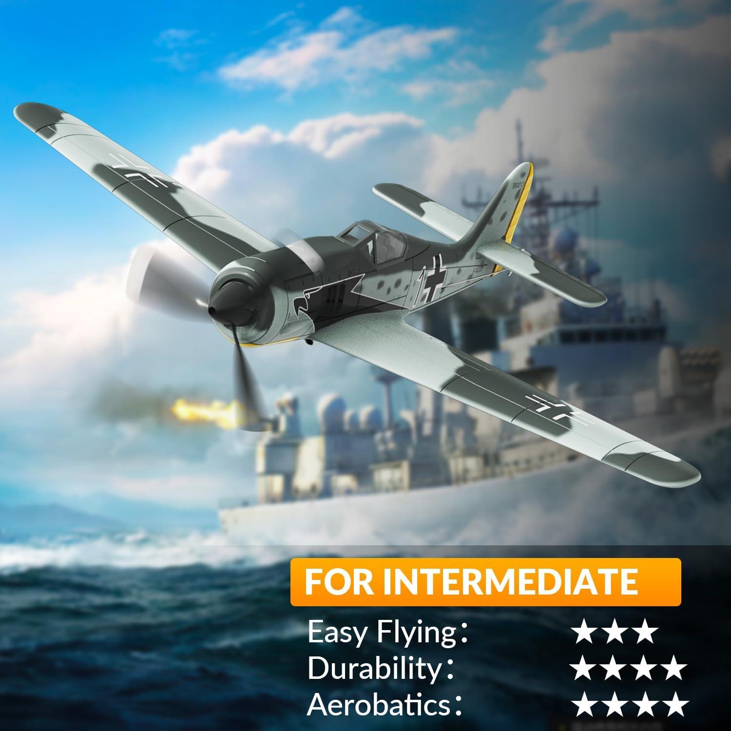 image:imagevolantexrc RC Plane 4 Channel Remote Control Airplane Fighter Spitfire RTF with Aileron Gyro Aerobatics amp 3 Modes Easy to Fly Hobby Radio Controlled Aircraft for Beginners amp Adults BlueFW190