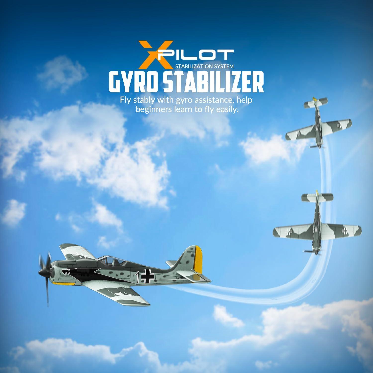 image:imagevolantexrc RC Plane 4 Channel Remote Control Airplane Fighter Spitfire RTF with Aileron Gyro Aerobatics amp 3 Modes Easy to Fly Hobby Radio Controlled Aircraft for Beginners amp Adults BlueFW190