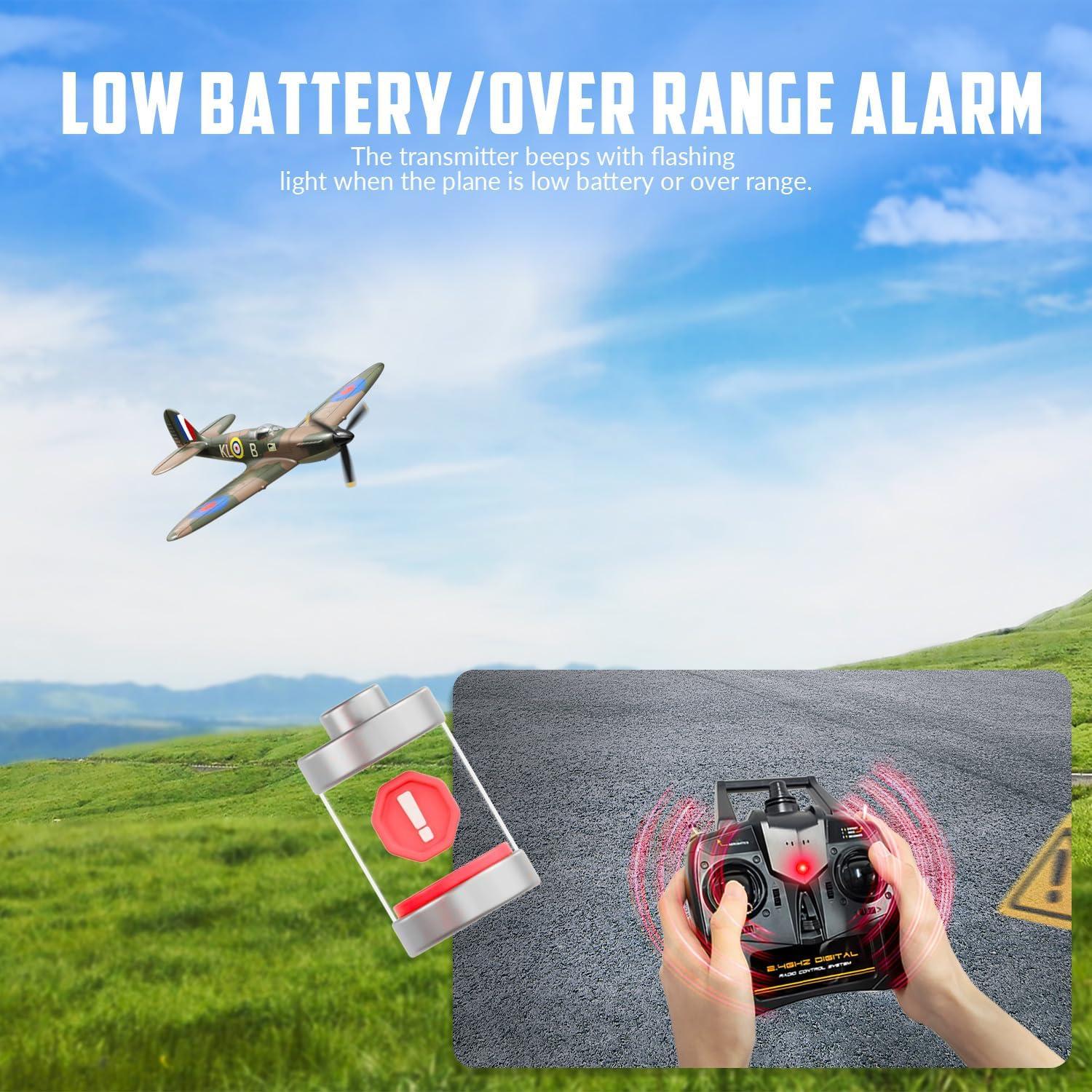 image:imagevolantexrc RC Plane 4 Channel Remote Control Airplane Fighter Spitfire RTF with Aileron Gyro Aerobatics amp 3 Modes Easy to Fly Hobby Radio Controlled Aircraft for Beginners amp Adults BlueSpitfire Green