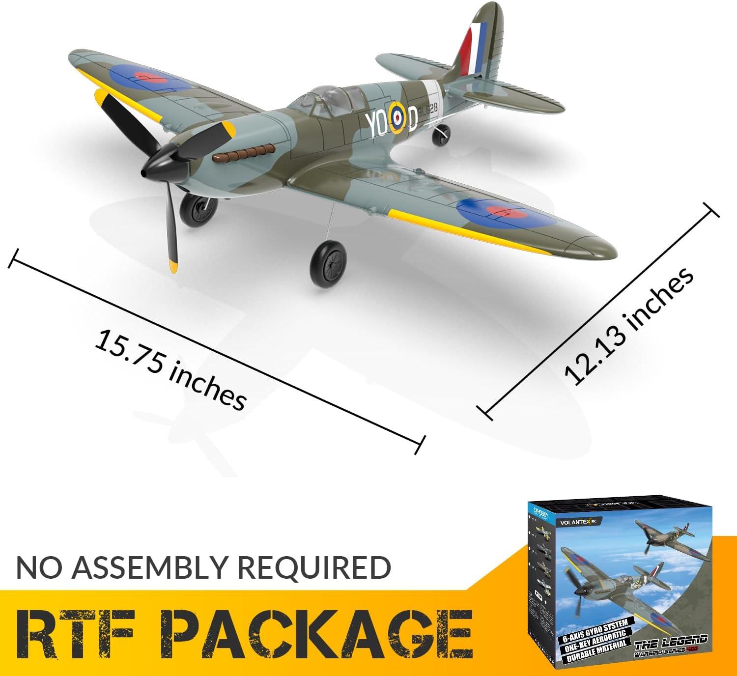 image:imagevolantexrc RC Plane 4 Channel Remote Control Airplane Fighter Spitfire RTF with Aileron Gyro Aerobatics amp 3 Modes Easy to Fly Hobby Radio Controlled Aircraft for Beginners amp Adults BlueSpitfire Blue