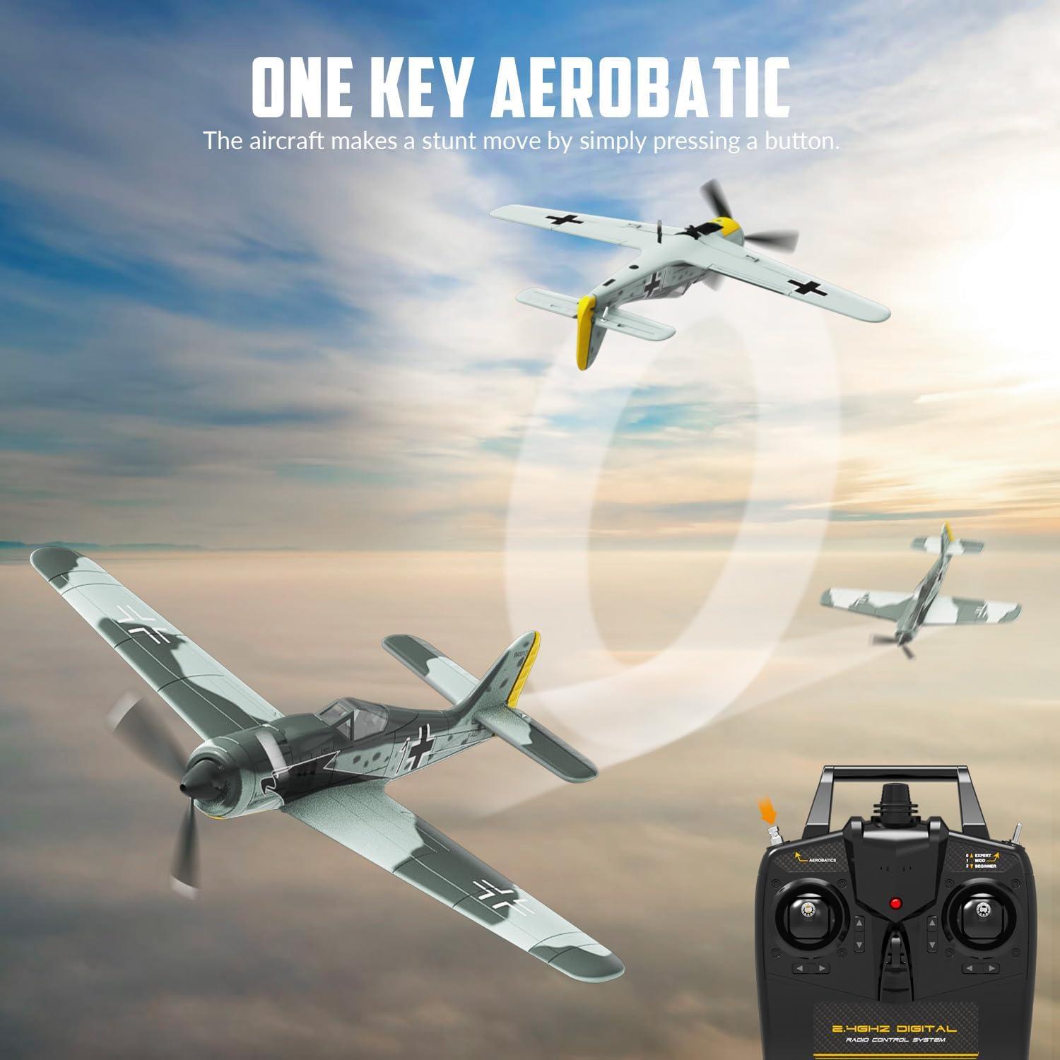 image:imagevolantexrc RC Plane 4 Channel Remote Control Airplane Fighter Spitfire RTF with Aileron Gyro Aerobatics amp 3 Modes Easy to Fly Hobby Radio Controlled Aircraft for Beginners amp Adults BlueFW190