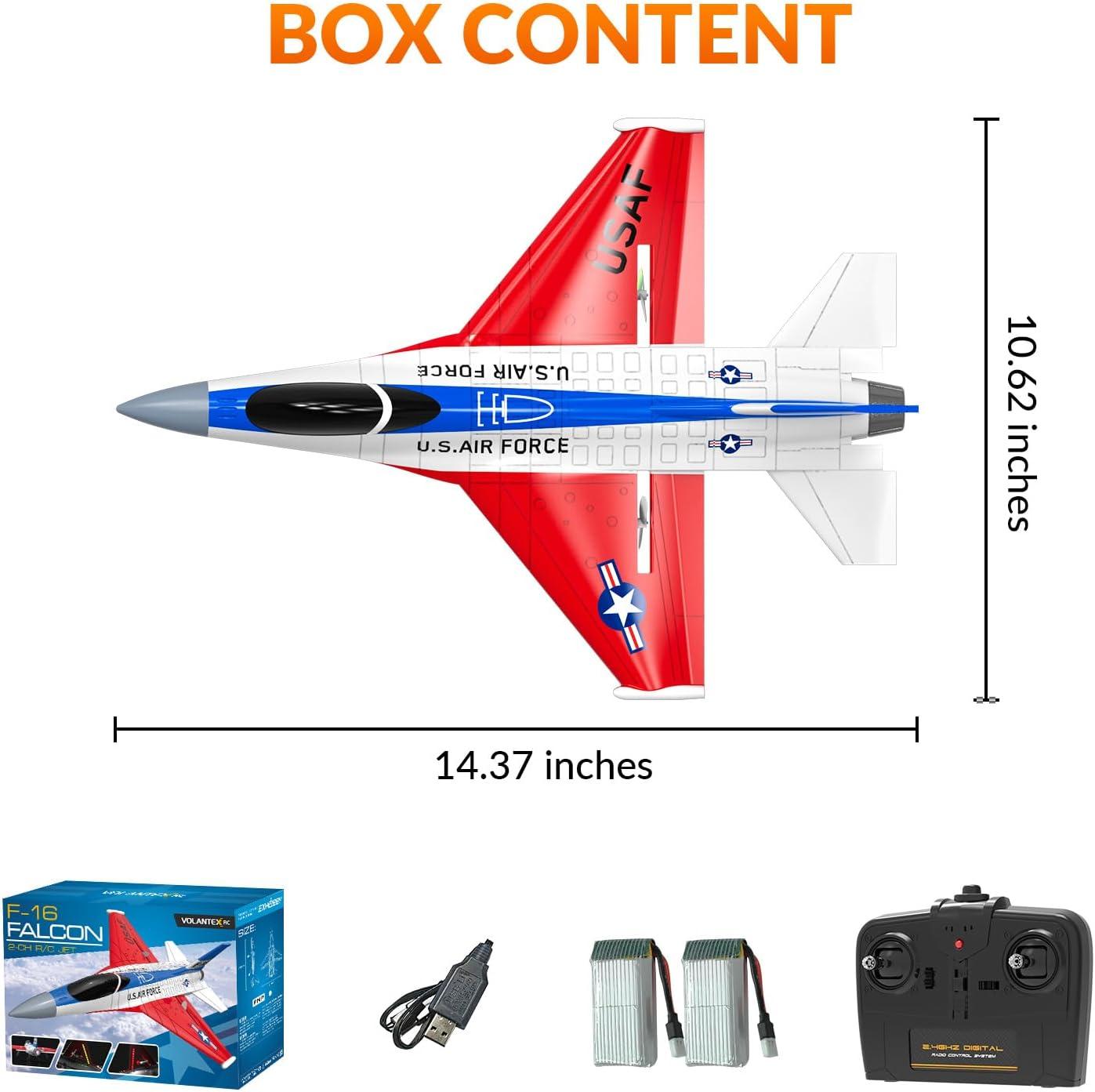 image:imagevolantexrc RC Plane F16 Fighting Falcon 24Ghz 2CH Remote Control Airplane Jet Fighter Ready to Fly with Cool Lights for BeginnersAdults 7624