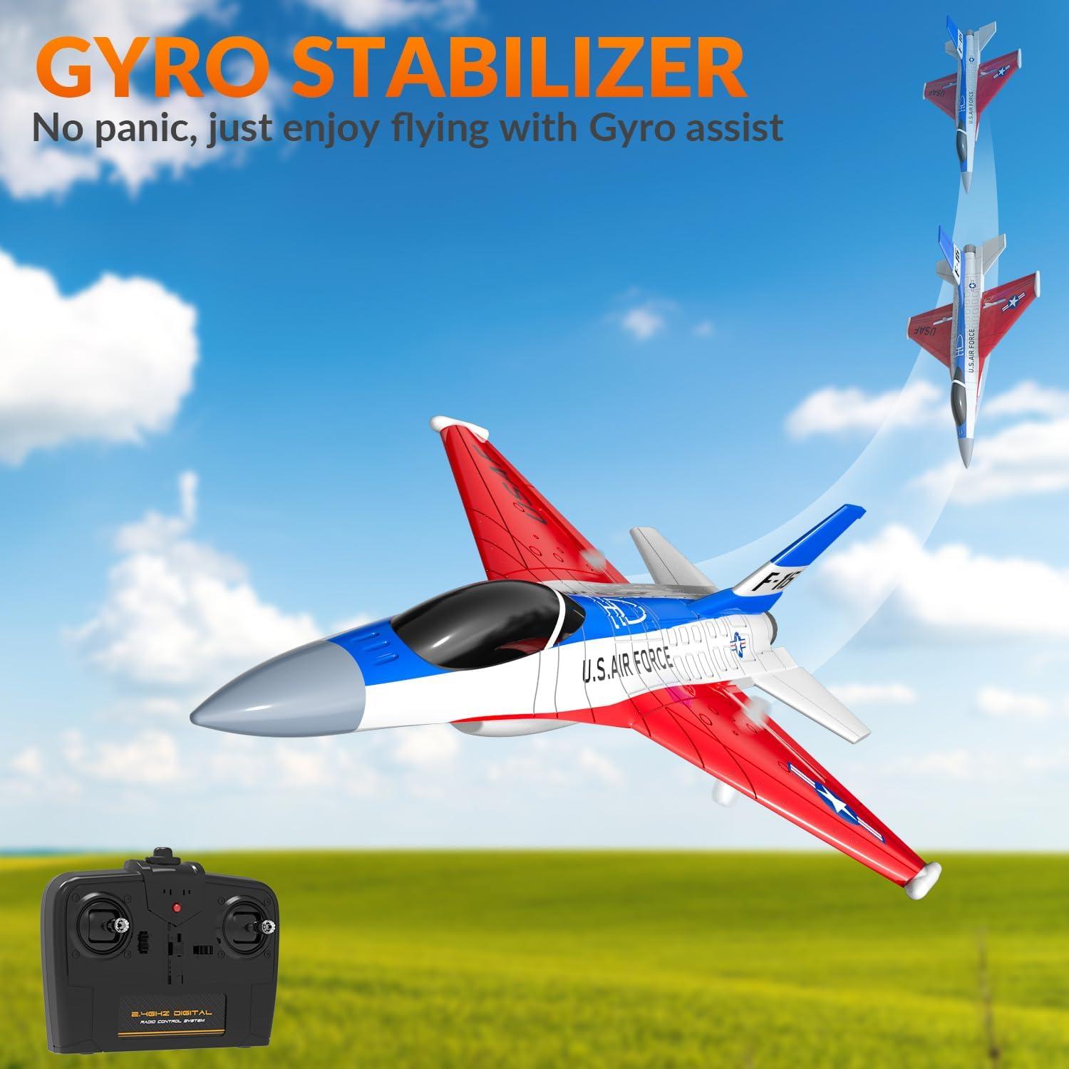image:imagevolantexrc RC Plane F16 Fighting Falcon 24Ghz 2CH Remote Control Airplane Jet Fighter Ready to Fly with Cool Lights for BeginnersAdults 7624