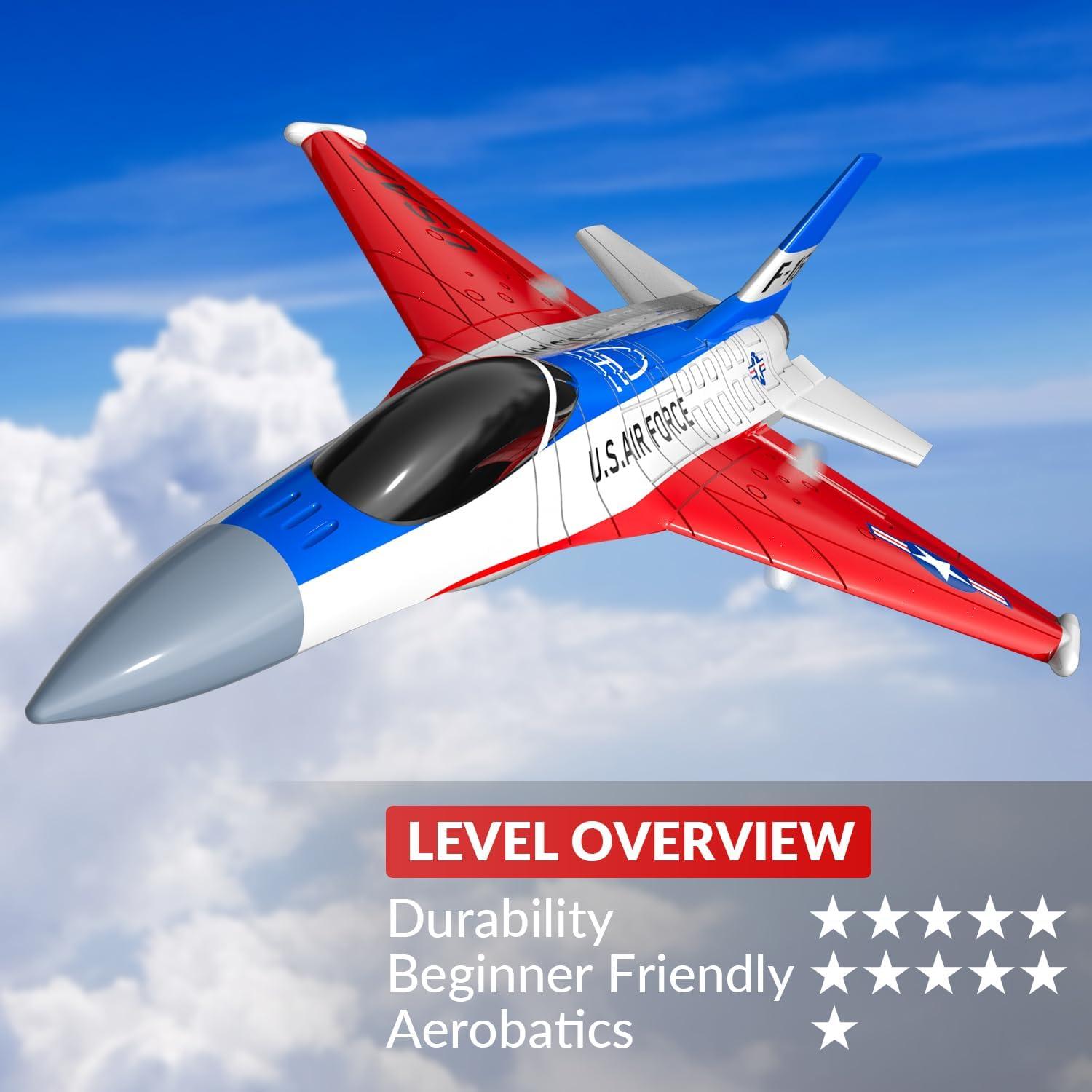 image:imagevolantexrc RC Plane F16 Fighting Falcon 24Ghz 2CH Remote Control Airplane Jet Fighter Ready to Fly with Cool Lights for BeginnersAdults 7624