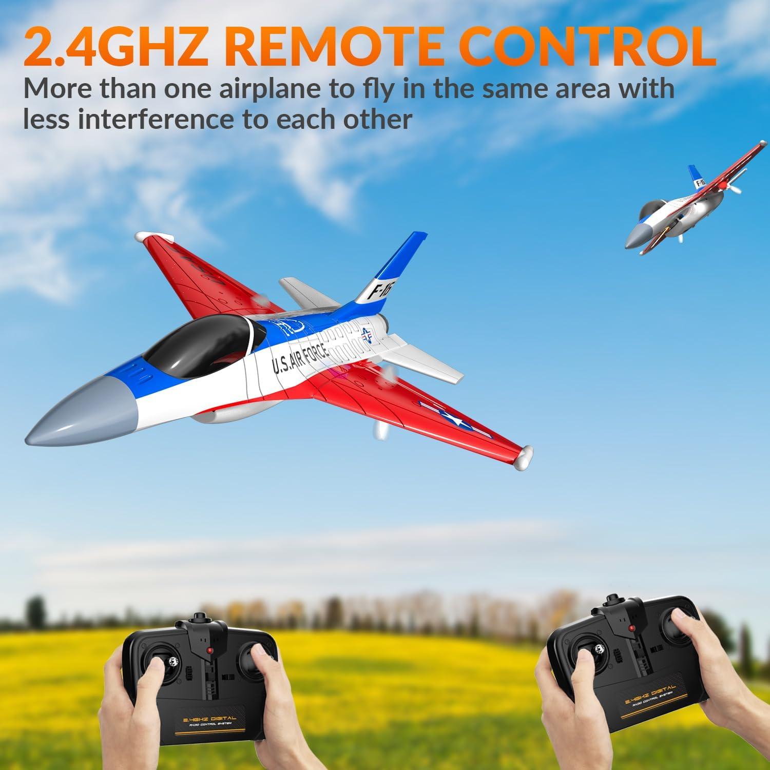 image:imagevolantexrc RC Plane F16 Fighting Falcon 24Ghz 2CH Remote Control Airplane Jet Fighter Ready to Fly with Cool Lights for BeginnersAdults 7624
