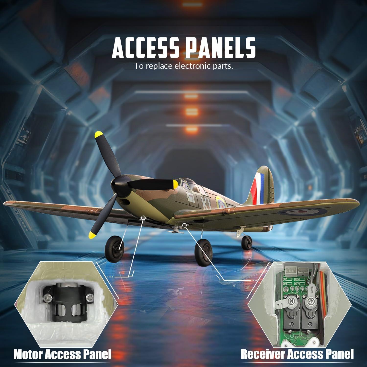 image:imagevolantexrc RC Plane Spitfire Fighter 4CH Remote Control Airplane RTF with Aileron Gyro Aerobatics amp 3 Modes to Fly Hobby Radio Controlled Warbird Aircraft for Adults BeginnersGreen