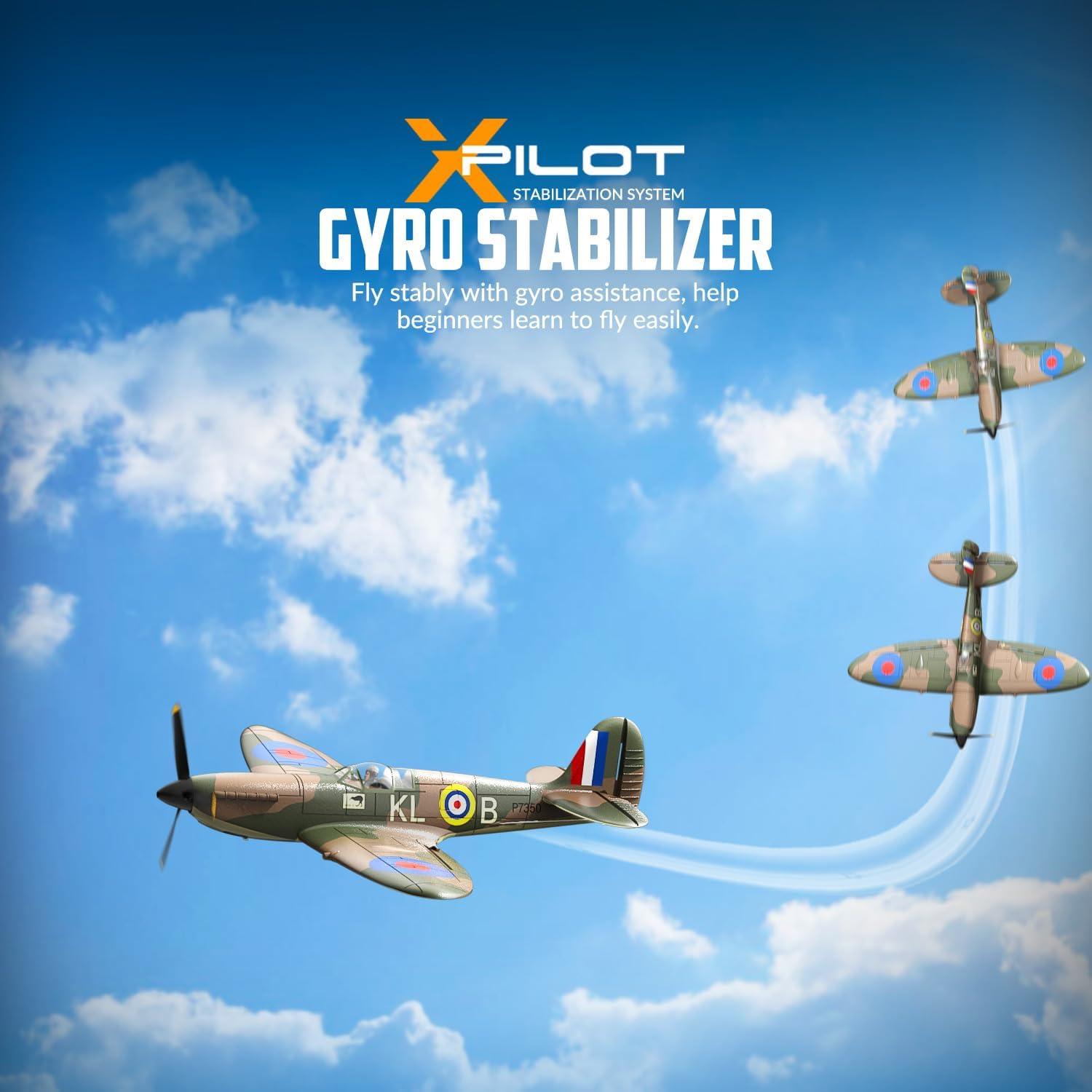 image:imagevolantexrc RC Plane Spitfire Fighter 4CH Remote Control Airplane RTF with Aileron Gyro Aerobatics amp 3 Modes to Fly Hobby Radio Controlled Warbird Aircraft for Adults BeginnersGreen