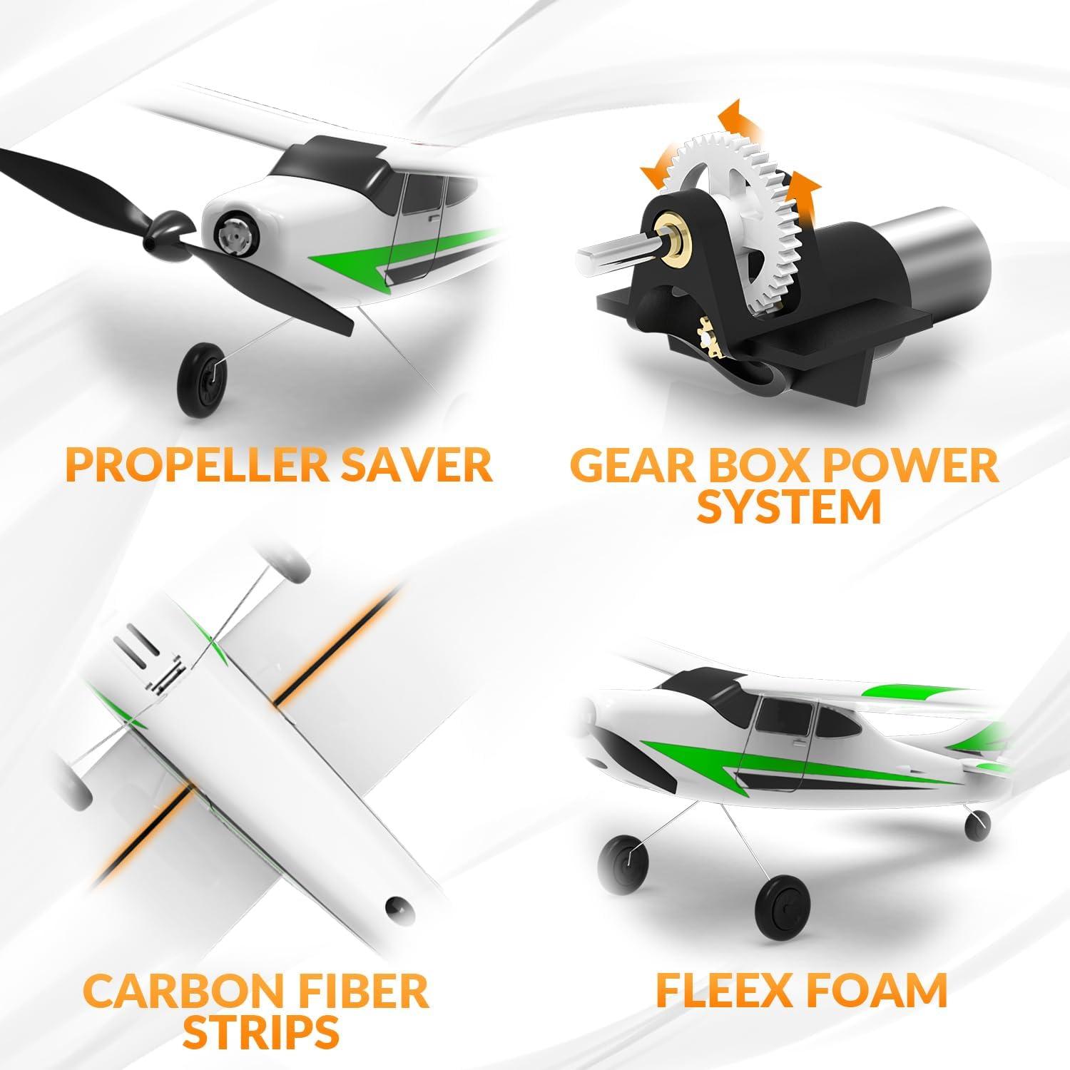 image:imagevolantexrc RC Plane Trainer 3CH Remote Control Airplane with Prop Saver 6Axis Gyro Stabilizer amp 3 Modes to Fly Hobby Radio Controlled Aircraft RTF for Beginners amp Adults 400mmRedGreen
