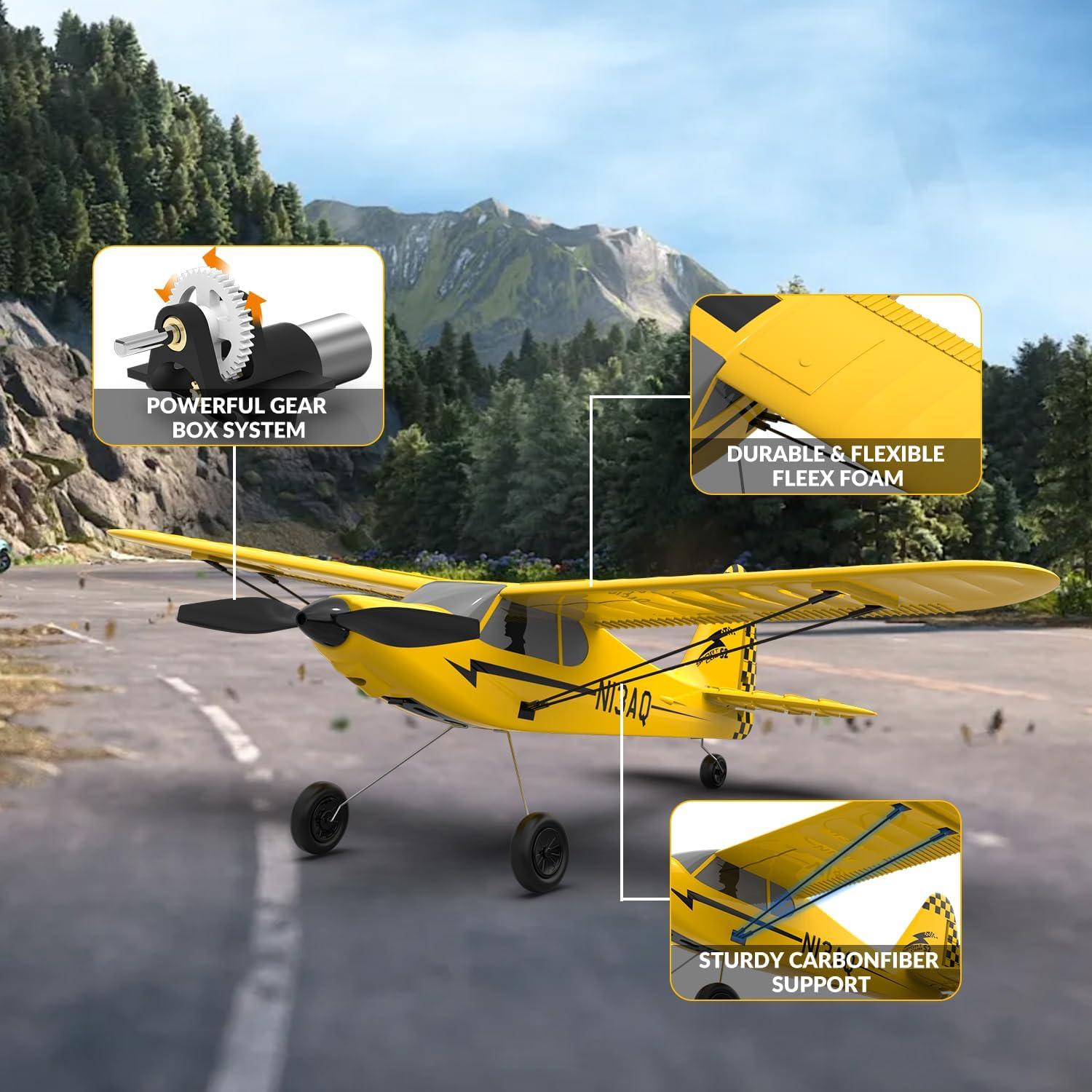 image:imagevolantexrc RC Plane Trainer 3CH Remote Control Airplane with Prop Saver 6Axis Gyro Stabilizer amp 3 Modes to Fly Hobby Radio Controlled Aircraft RTF for Beginners amp Adults 400mmRedYellow