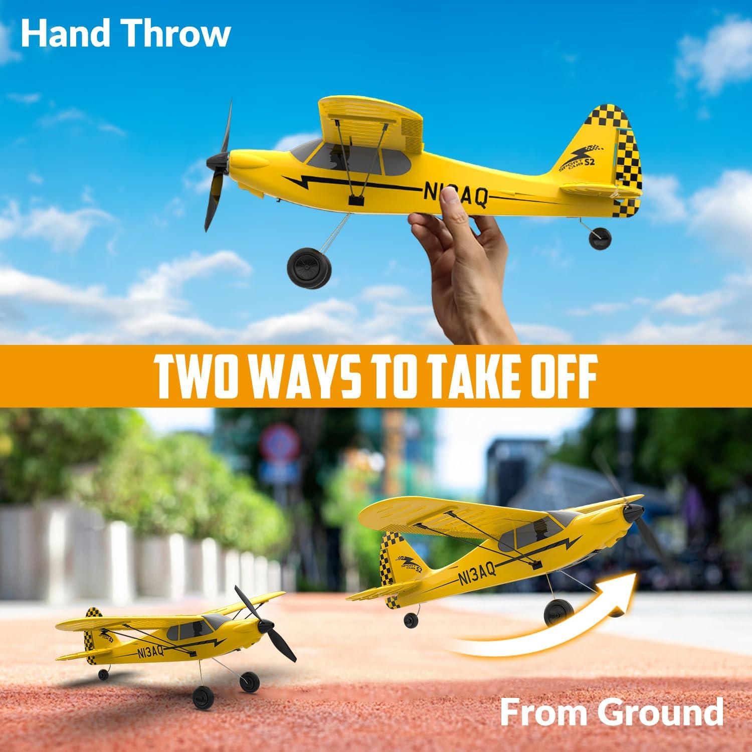 image:imagevolantexrc RC Plane Trainer 3CH Remote Control Airplane with Prop Saver 6Axis Gyro Stabilizer amp 3 Modes to Fly Hobby Radio Controlled Aircraft RTF for Beginners amp Adults 400mmRedYellow