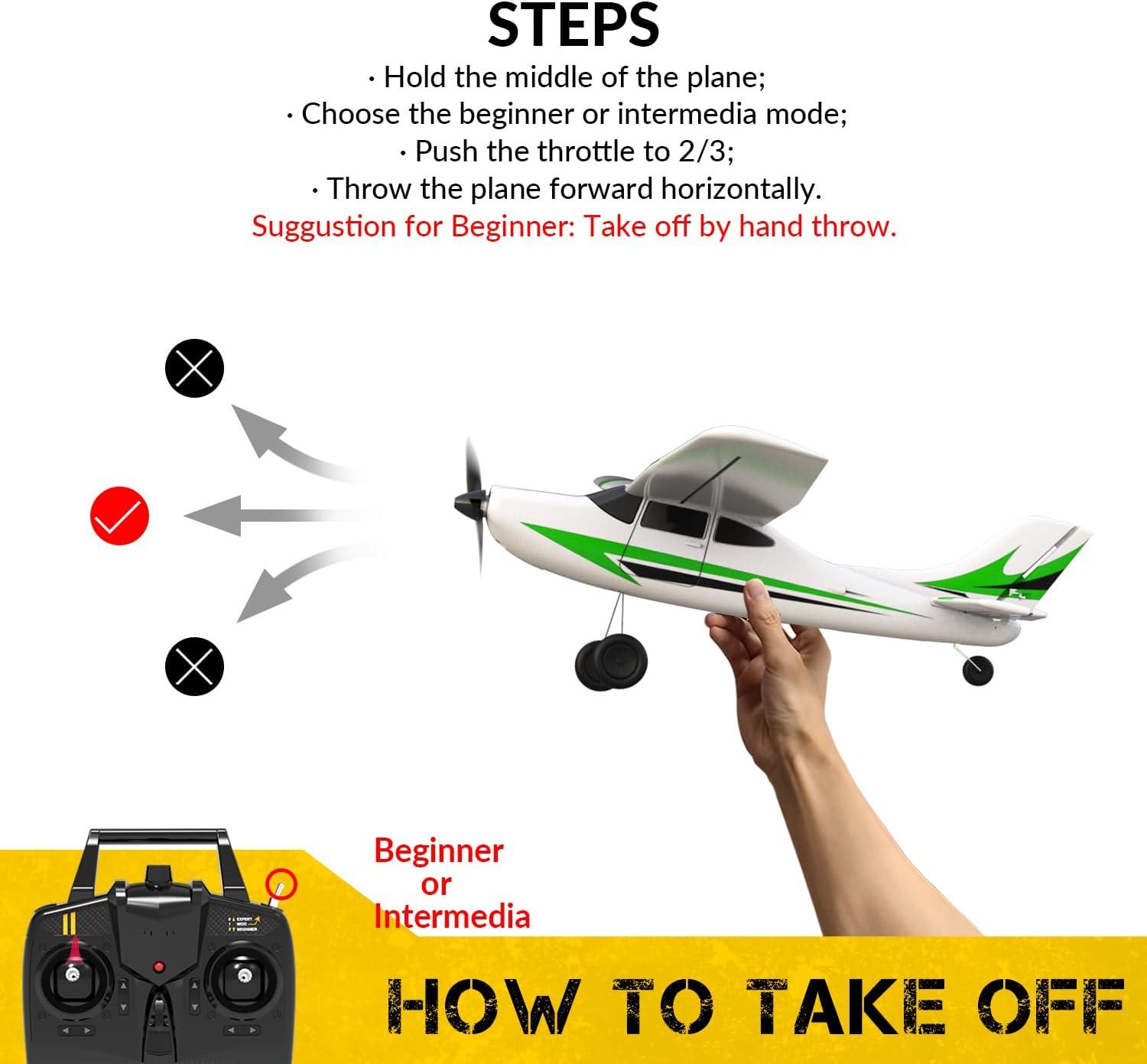 image:imagevolantexrc RC Plane Trainer 3CH Remote Control Airplane with Prop Saver 6Axis Gyro Stabilizer amp 3 Modes to Fly Hobby Radio Controlled Aircraft RTF for Beginners amp Adults 400mmRedGreen