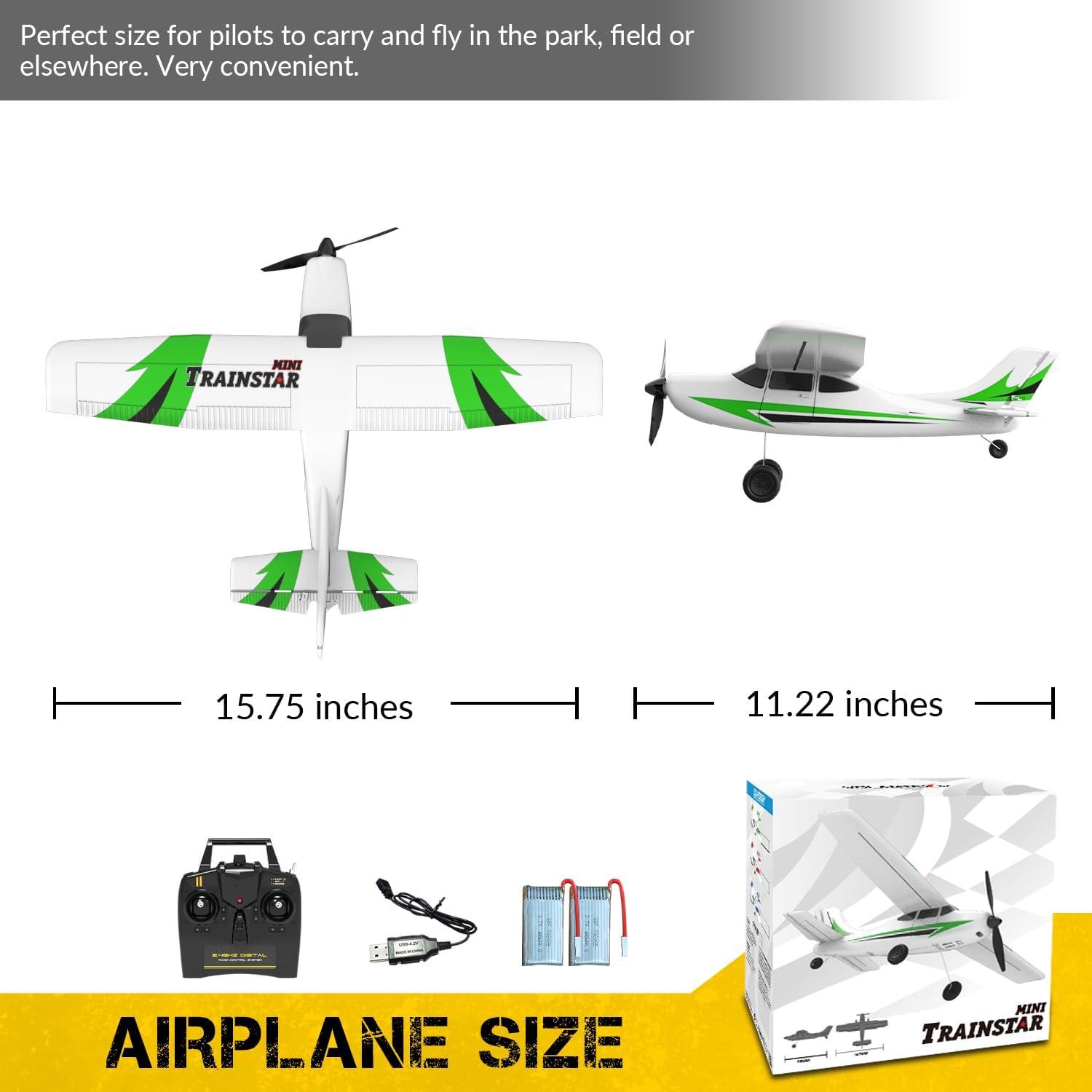 image:imagevolantexrc RC Plane Trainer 3CH Remote Control Airplane with Prop Saver 6Axis Gyro Stabilizer amp 3 Modes to Fly Hobby Radio Controlled Aircraft RTF for Beginners amp Adults 400mmRedGreen