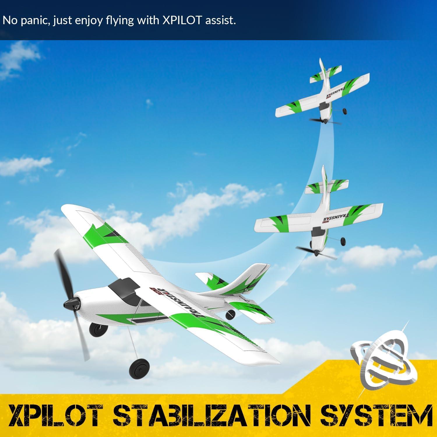 image:imagevolantexrc RC Plane Trainer 3CH Remote Control Airplane with Prop Saver 6Axis Gyro Stabilizer amp 3 Modes to Fly Hobby Radio Controlled Aircraft RTF for Beginners amp Adults 400mmRedGreen