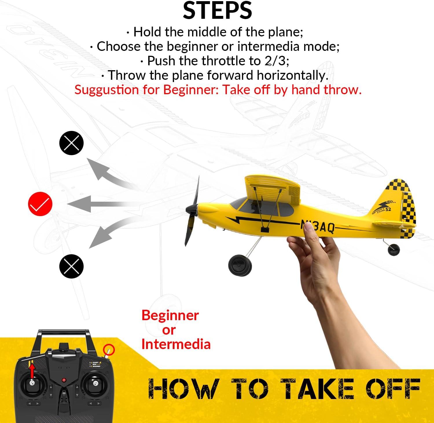 image:imagevolantexrc RC Plane Trainer 3CH Remote Control Airplane with Prop Saver 6Axis Gyro Stabilizer amp 3 Modes to Fly Hobby Radio Controlled Aircraft RTF for Beginners amp Adults 400mmRedYellow