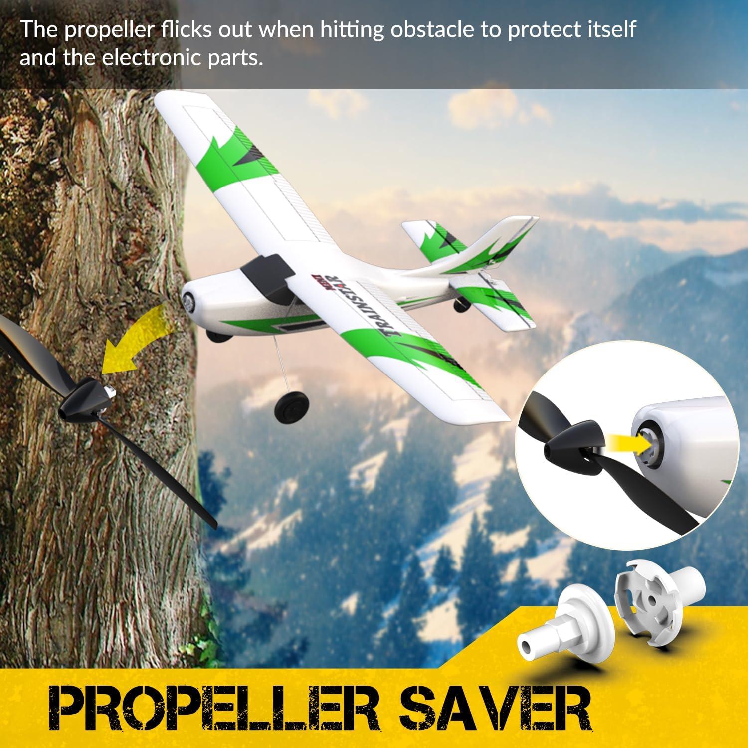 image:imagevolantexrc RC Plane Trainer 3CH Remote Control Airplane with Prop Saver 6Axis Gyro Stabilizer amp 3 Modes to Fly Hobby Radio Controlled Aircraft RTF for Beginners amp Adults 400mmRedGreen