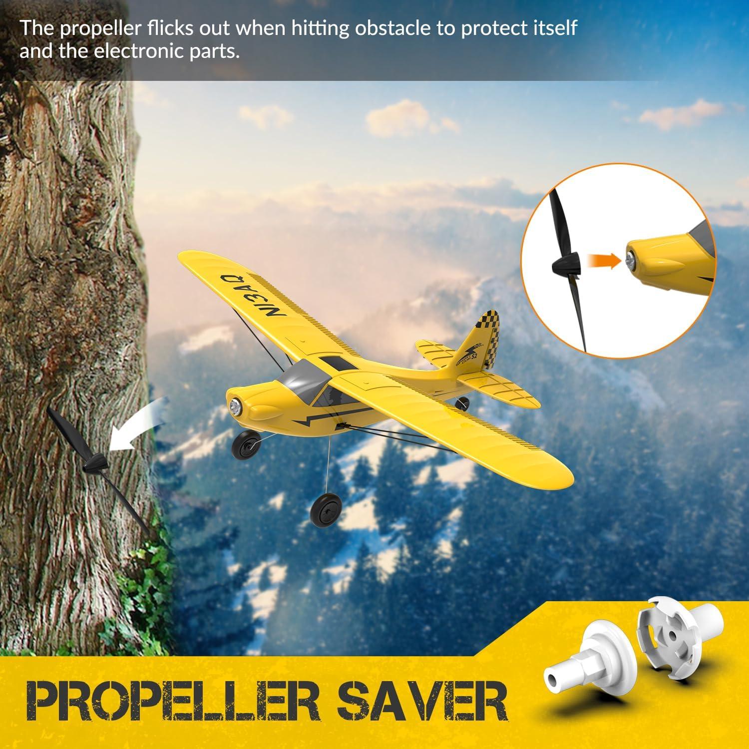 image:imagevolantexrc RC Plane Trainer 3CH Remote Control Airplane with Prop Saver 6Axis Gyro Stabilizer amp 3 Modes to Fly Hobby Radio Controlled Aircraft RTF for Beginners amp Adults 400mmRedYellow