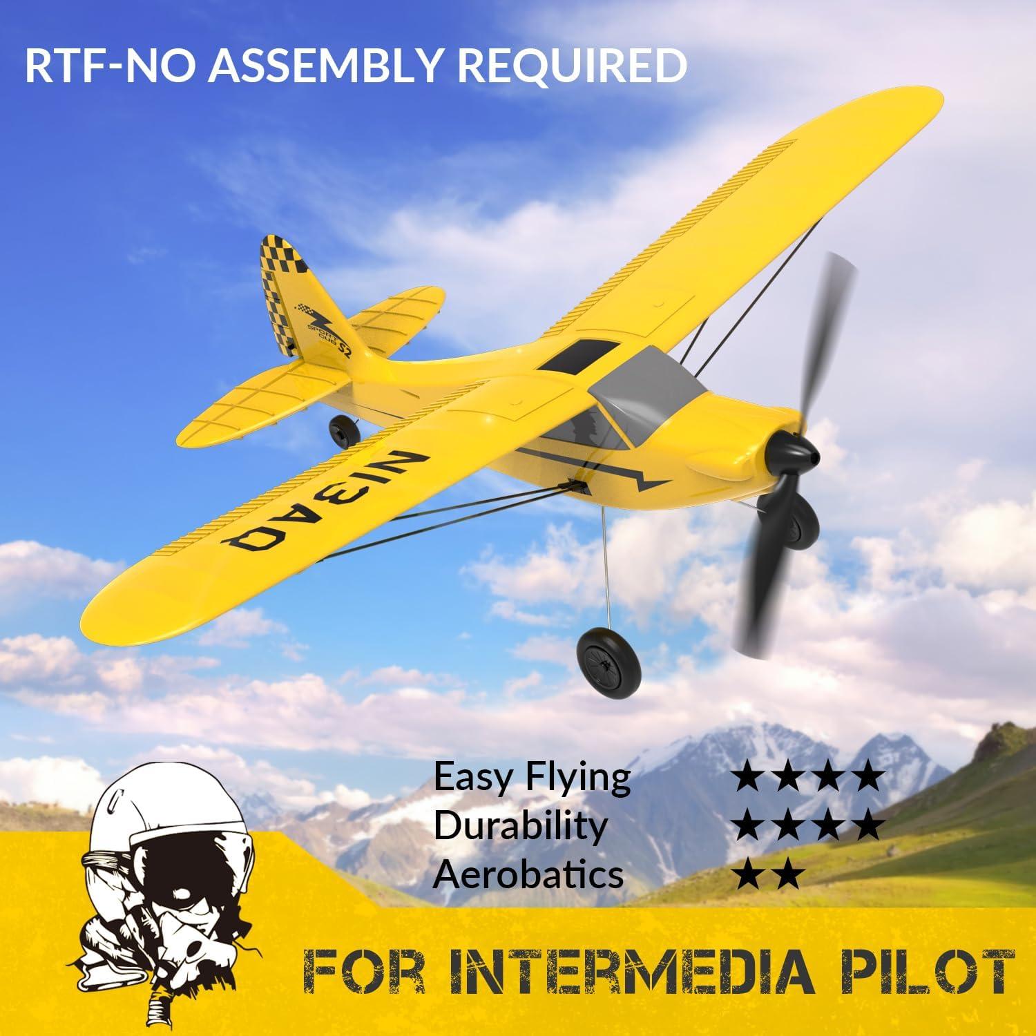 image:imagevolantexrc RC Plane Trainer 3CH Remote Control Airplane with Prop Saver 6Axis Gyro Stabilizer amp 3 Modes to Fly Hobby Radio Controlled Aircraft RTF for Beginners amp Adults 400mmRedYellow