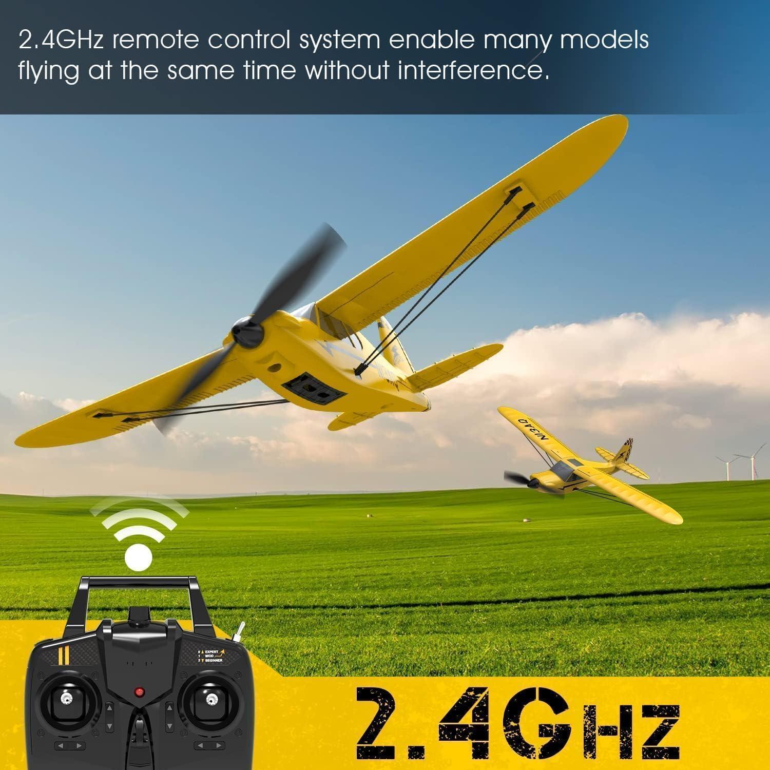 image:imagevolantexrc RC Plane Trainer Sport Cub 3CH Remote Control Airplane with Prop Saver 6Axis Gyro Stabilizer amp 3 Modes to Fly Radio Controlled Aircraft RTF for Beginners Kids and Adults 400mmYellow