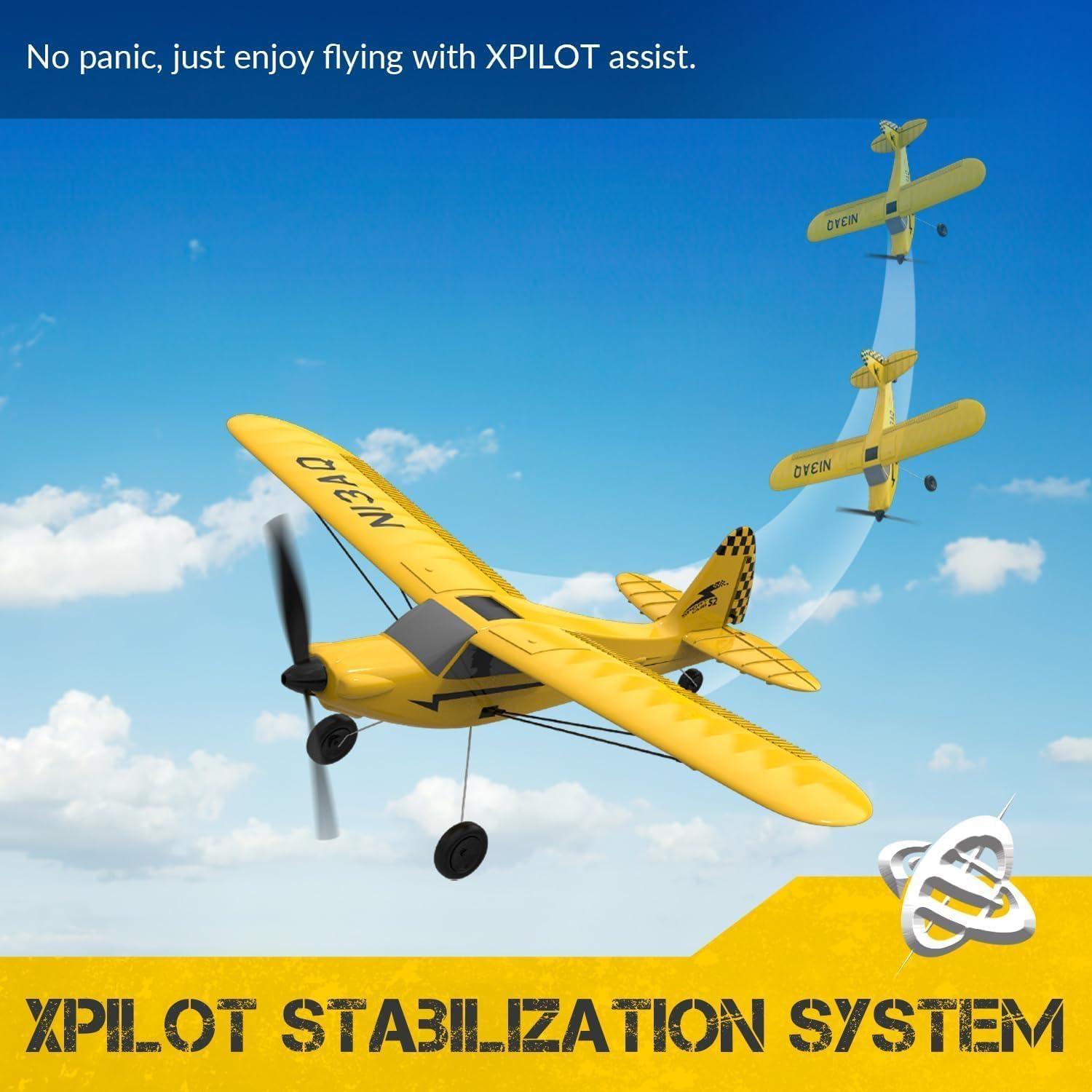 image:imagevolantexrc RC Plane Trainer Sport Cub 3CH Remote Control Airplane with Prop Saver 6Axis Gyro Stabilizer amp 3 Modes to Fly Radio Controlled Aircraft RTF for Beginners Kids and Adults 400mmYellow