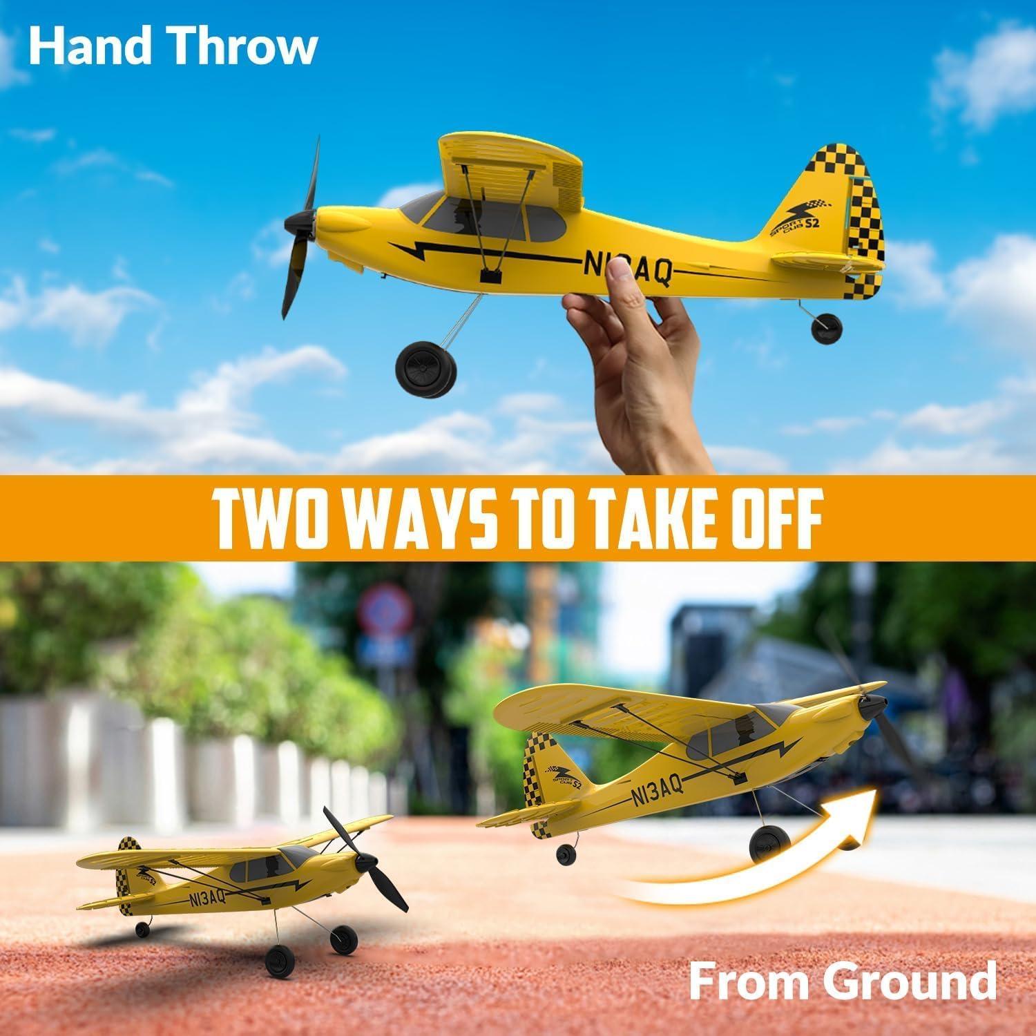 image:imagevolantexrc RC Plane Trainer Sport Cub 3CH Remote Control Airplane with Prop Saver 6Axis Gyro Stabilizer amp 3 Modes to Fly Radio Controlled Aircraft RTF for Beginners Kids and Adults 400mmYellow
