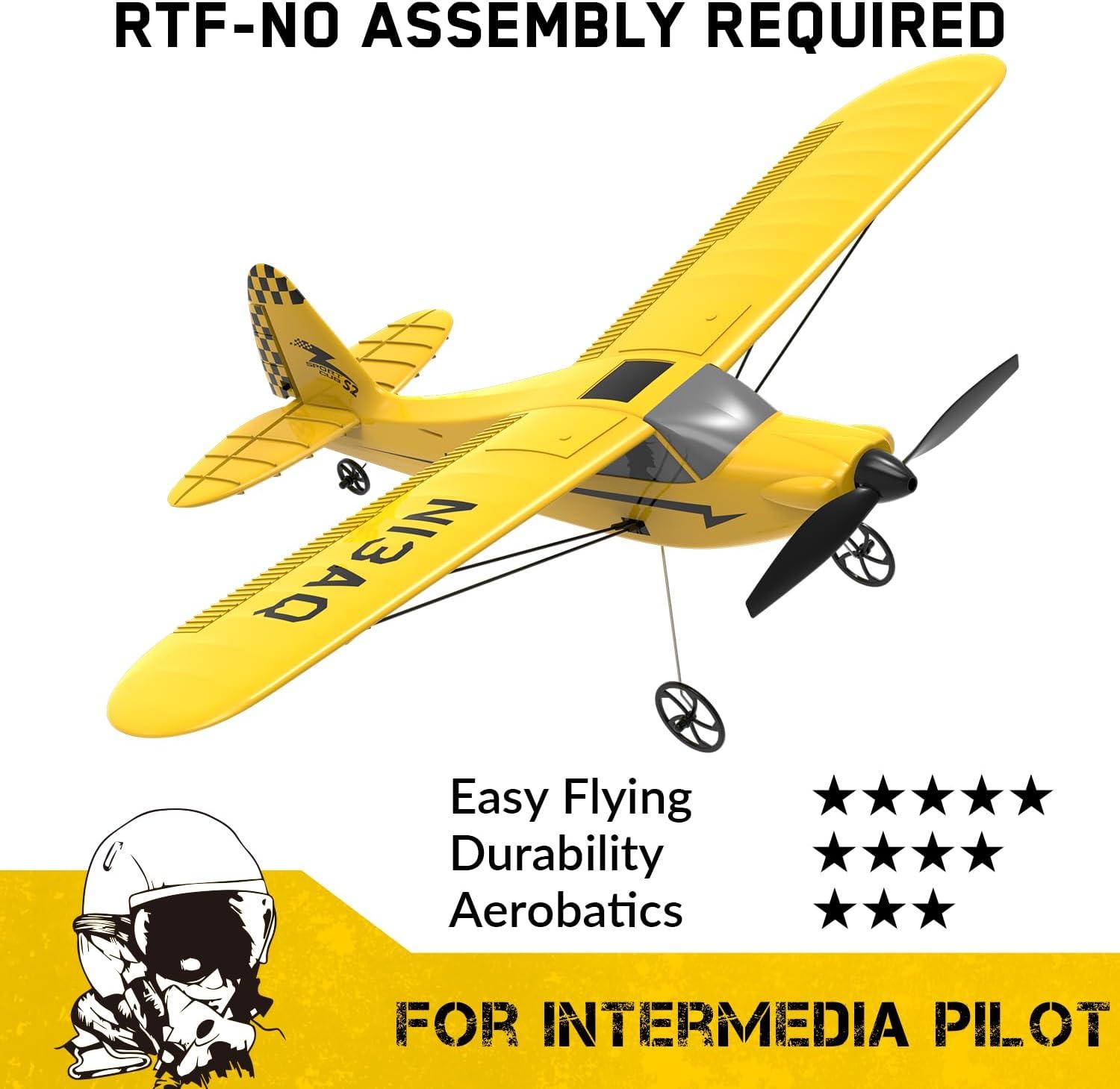 image:imagevolantexrc RC Plane Trainer Sport Cub 3CH Remote Control Airplane with Prop Saver 6Axis Gyro Stabilizer amp 3 Modes to Fly Radio Controlled Aircraft RTF for Beginners Kids and Adults 400mmYellow