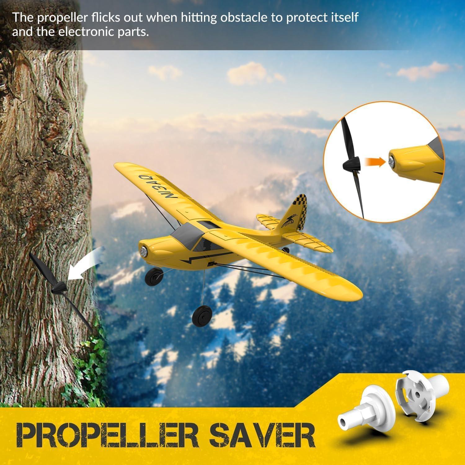 image:imagevolantexrc RC Plane Trainer Sport Cub 3CH Remote Control Airplane with Prop Saver 6Axis Gyro Stabilizer amp 3 Modes to Fly Radio Controlled Aircraft RTF for Beginners Kids and Adults 400mmYellow