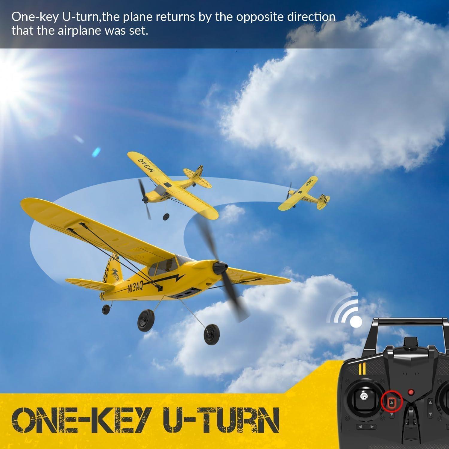 image:imagevolantexrc RC Plane Trainer Sport Cub 3CH Remote Control Airplane with Prop Saver 6Axis Gyro Stabilizer amp 3 Modes to Fly Radio Controlled Aircraft RTF for Beginners Kids and Adults 400mmYellow