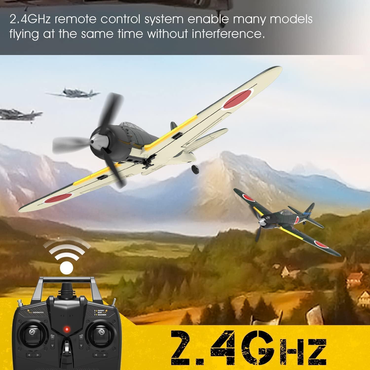 image:imagevolantexrc RC Plane for Beginners 4CH WWII RC Airplane A6M Zero with Aileron 24Ghz Remote Control Plane with Xpilot Self Righting amp One Key Aerobatic Gifts for Adults amp Propellers