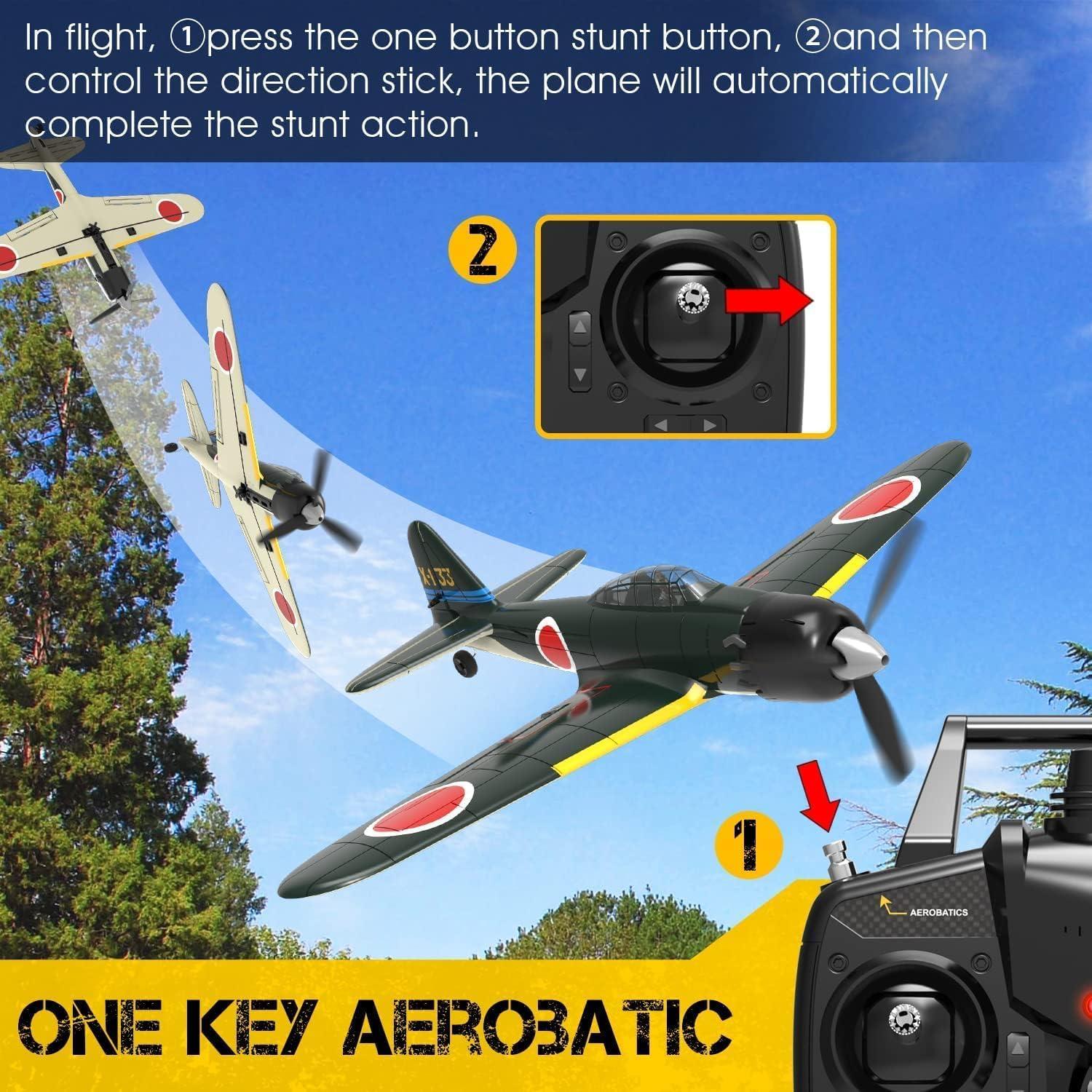 image:imagevolantexrc RC Plane for Beginners 4CH WWII RC Airplane A6M Zero with Aileron 24Ghz Remote Control Plane with Xpilot Self Righting amp One Key Aerobatic Gifts for Adults amp Propellers