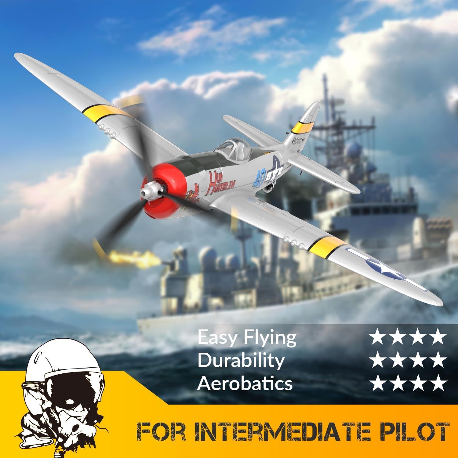 image:imagevolantexrc RC Plane for Beginners 4CH WWII Warbird P47 Thunderbolt with Aileron 24Ghz RC Airplane with Xpilot Self Righting amp One Key Aerobatic Gifts for Adults amp Propellers