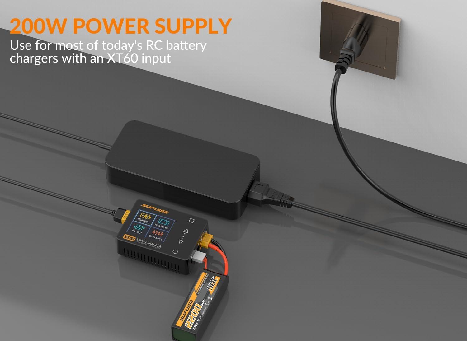 image:imageAC Power Adapter 200W 195V 103A RC Charger Power Supply XT60 Plug AC 100240V 5060Hz for LiPo Battery Charger Compatible with iSDTSKYRCHota Charger