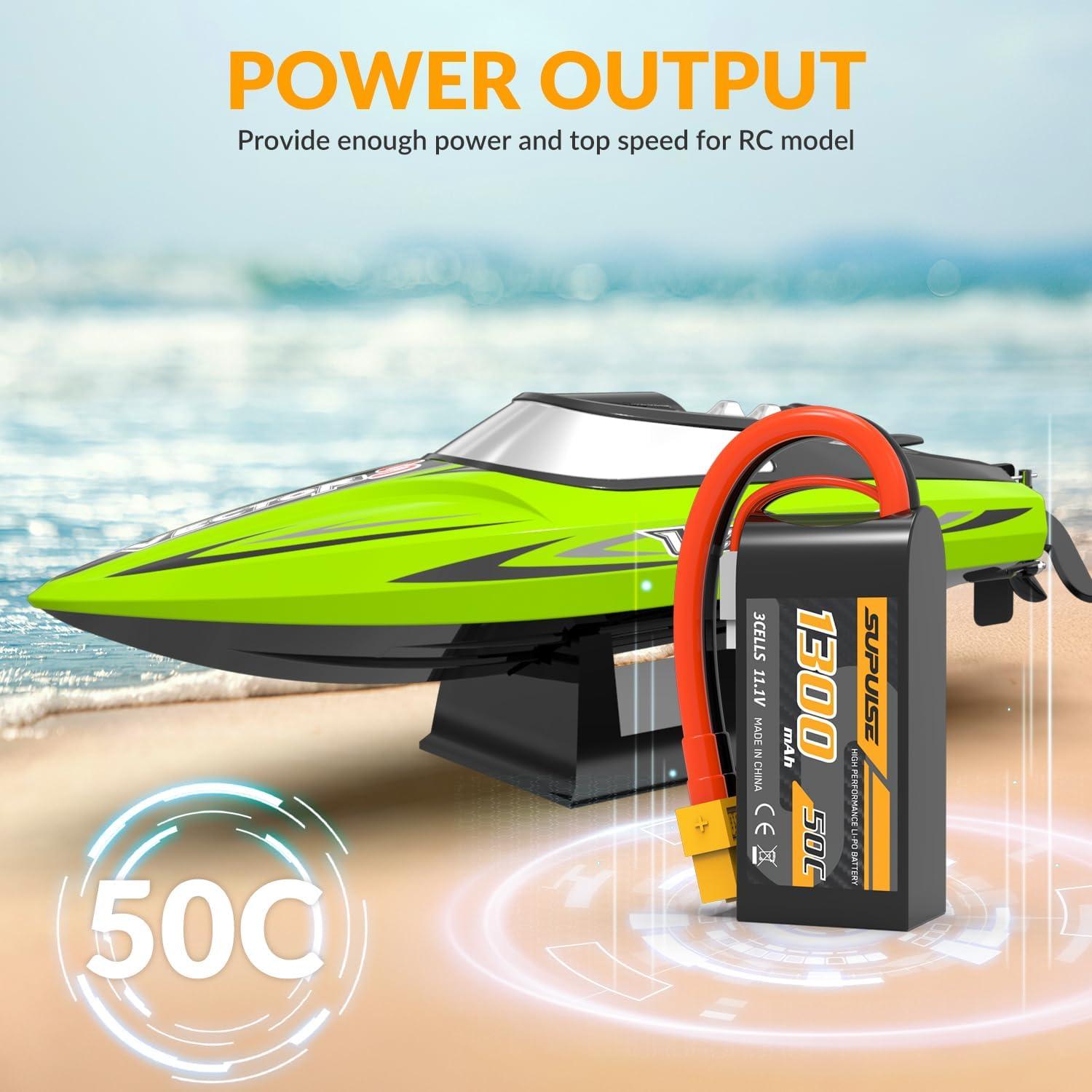 image:imageSUPULSE 111V 3S Lipo Battery 50C 1300mAh Soft Case Battery with T Plug and XT60 Plug for RC Airplane Helicopter RC Boat RC Car Truck2 Packs111V 1300mah
