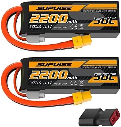 image:imageSUPULSE 111V 3S Lipo Battery 50C 1300mAh Soft Case Battery with T Plug and XT60 Plug for RC Airplane Helicopter RC Boat RC Car Truck2 Packs111V 2200mah