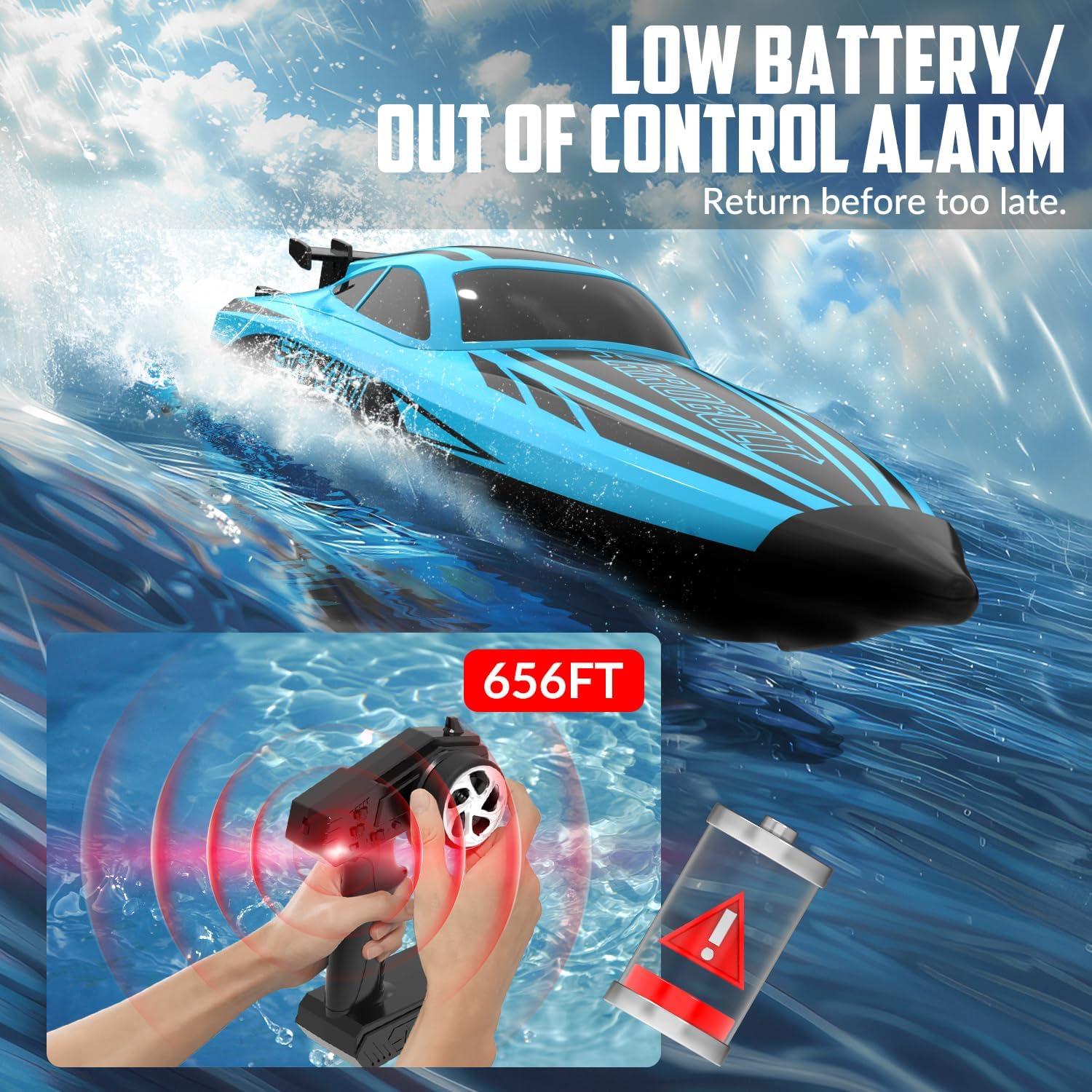 image:imageVOLANTEXRC Brushless RC Boats for Adults 30MPH Fast Remote Control Boat with 2 Rechargeable Batteries for Lakes 30 Mins Full Proportional Boat High Speed RC Boat for Adults 79705