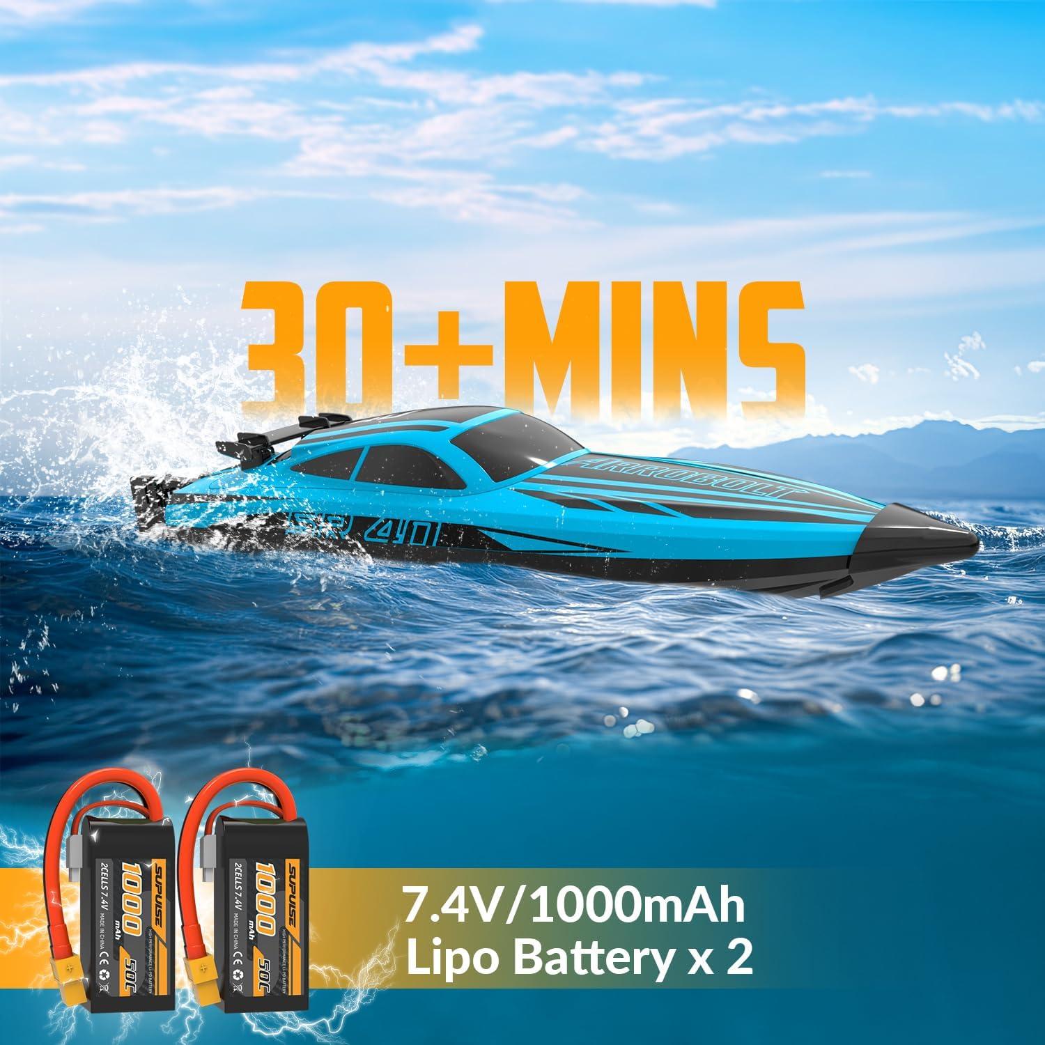 image:imageVOLANTEXRC Brushless RC Boats for Adults 30MPH Fast Remote Control Boat with 2 Rechargeable Batteries for Lakes 30 Mins Full Proportional Boat High Speed RC Boat for Adults 79705