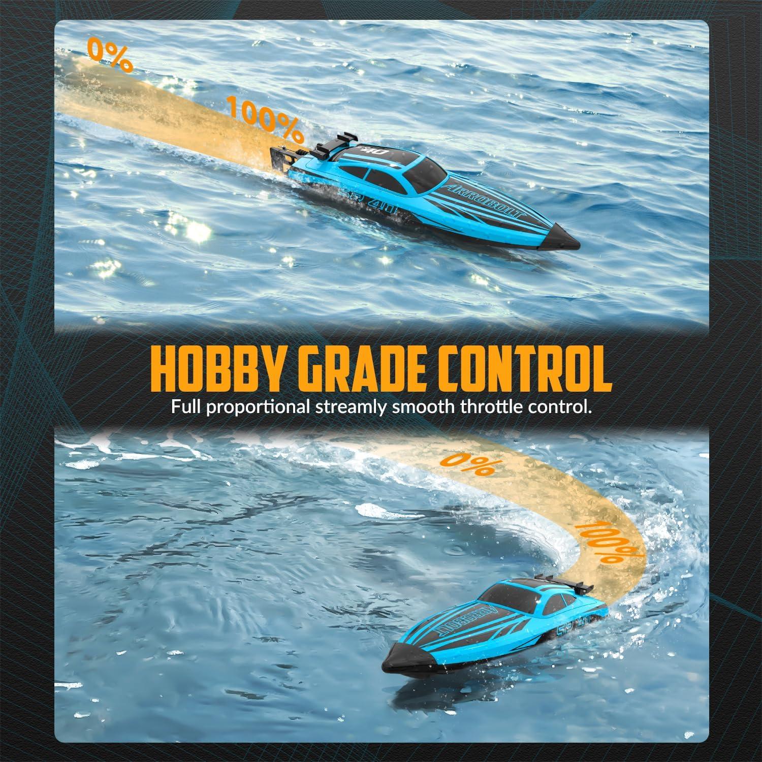 image:imageVOLANTEXRC Brushless RC Boats for Adults 30MPH Fast Remote Control Boat with 2 Rechargeable Batteries for Lakes 30 Mins Full Proportional Boat High Speed RC Boat for Adults 79705