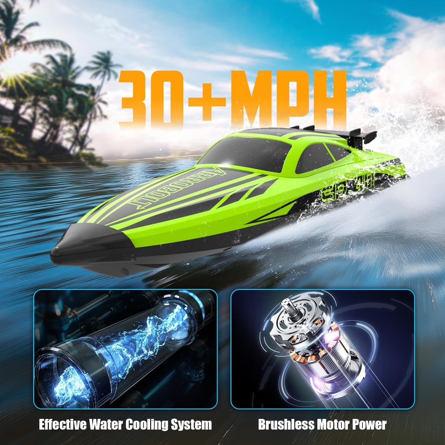 image:imageVOLANTEXRC Brushless RC Boats for Adults 30MPH Fast Remote Control Boats with 2 Rechargeable Batteries for Lakes 30 Mins Full Proportional Boat High Speed RC Boat for Adults 79705