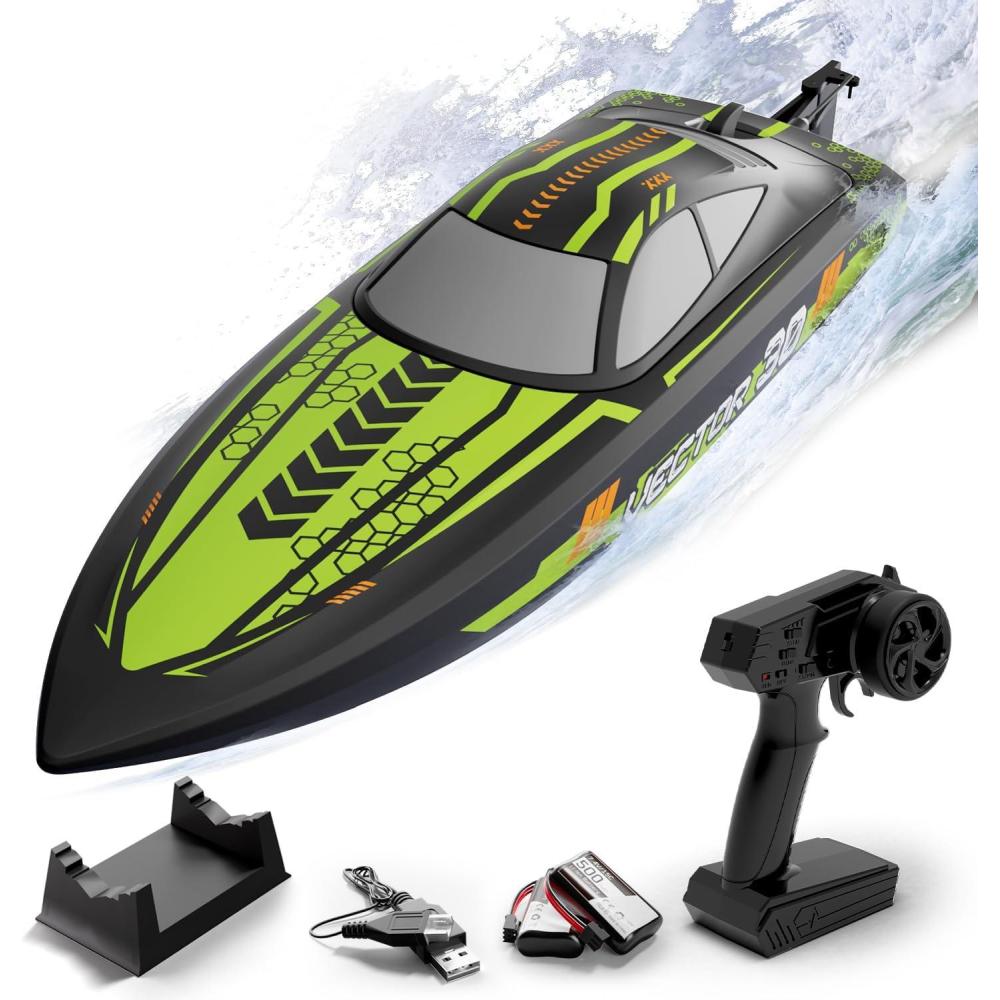 image:imagevolantexrc Brushless RC Boats for Adults 35MPH Fast Remote Control Boat for Lakes Full Proportional Boat High Speed RC Boats for Adults 79706Green