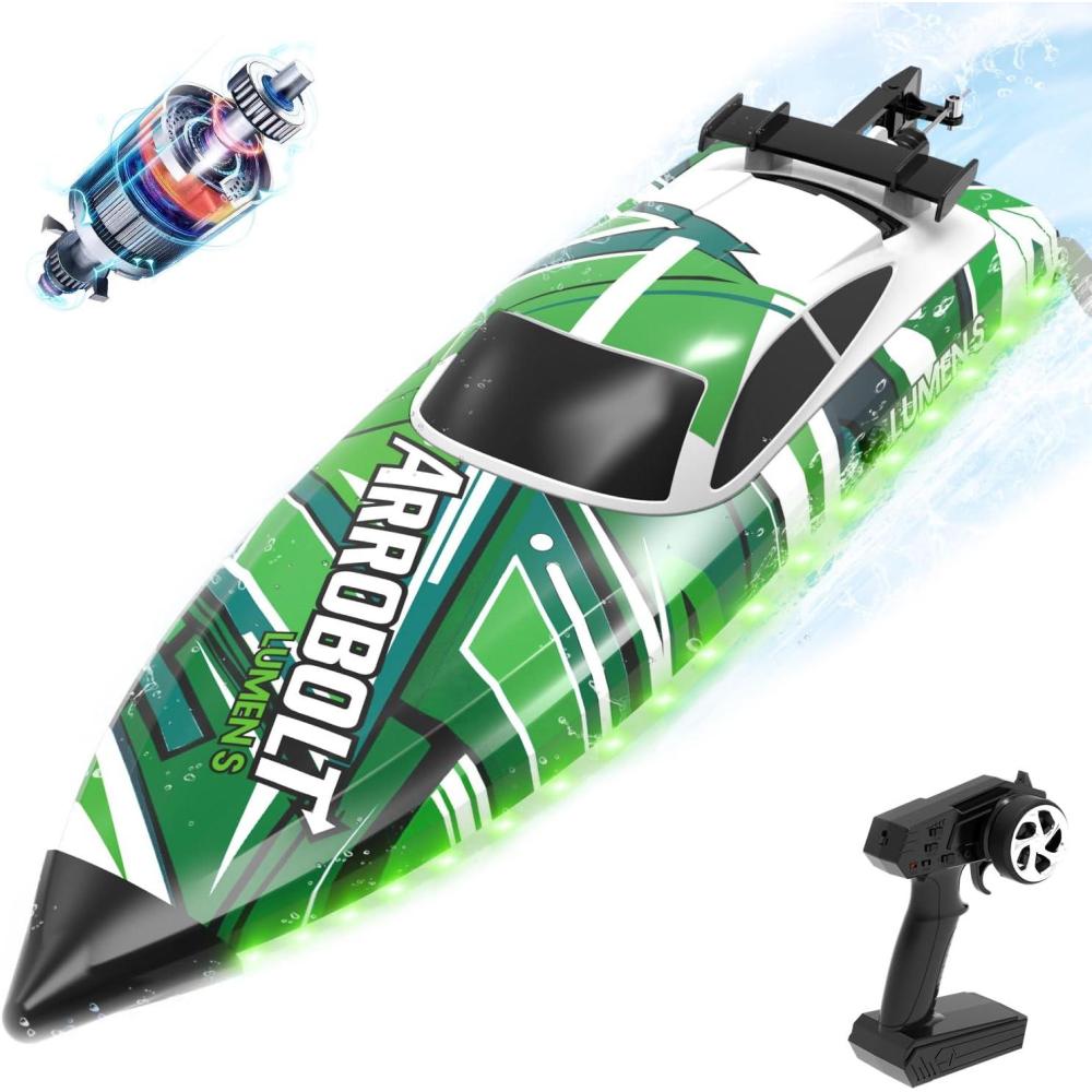 image:imagevolantexrc Brushless RC Boats for Adults 35MPH Fast Remote Control Boat for Lakes Full Proportional Boat High Speed RC Boats for Adults 79706Light Green
