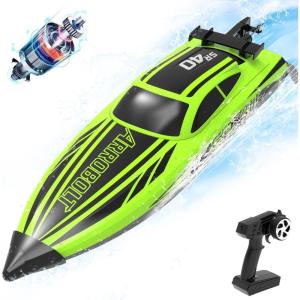 volantexrc Brushless RC Boats for Adults, 30+MPH 17.7″ High Speed Remote Control Boat with Rechargeable Battery for Lakes, 2.4 GHz Fast RC Boat for Adults (Blue)(Brushless Green 05)