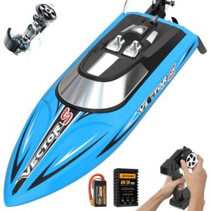 volantexrc Brushless RC Boats for Adults, 30+MPH 17.7″ High Speed Remote Control Boat with Rechargeable Battery for Lakes, 2.4 GHz Fast RC Boat for Adults (Blue)(Brushless Blue 04)