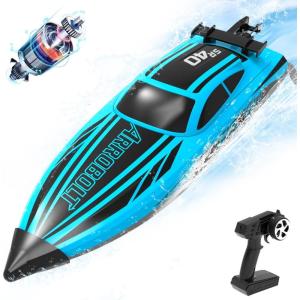 volantexrc Brushless RC Boats for Adults, 30+MPH 17.7″ High Speed Remote Control Boat with Rechargeable Battery for Lakes, 2.4 GHz Fast RC Boat for Adults (Blue)(Brushless Blue 05)