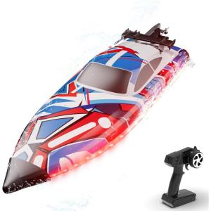 volantexrc Brushless RC Boats for Adults, 35+MPH Fast Remote Control Boat for Lakes, Full Proportional Boat High Speed RC Boats for Adults (79706)(Light Red)
