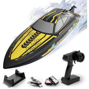 volantexrc Brushless RC Boats for Adults, 35+MPH Fast Remote Control Boat for Lakes, Full Proportional Boat High Speed RC Boats for Adults (79706)(Yellow)
