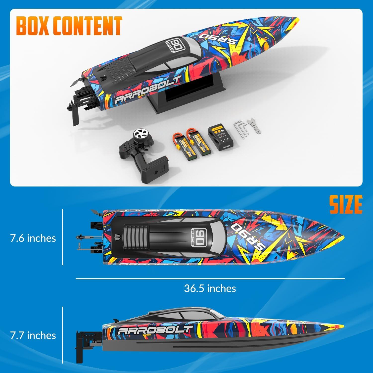 image:imagevolantexrc Brushless RC Boat Vector90 High Speed Remote Control Boat Romote Control Fast Racing RC Boat for Adults 79805Mix