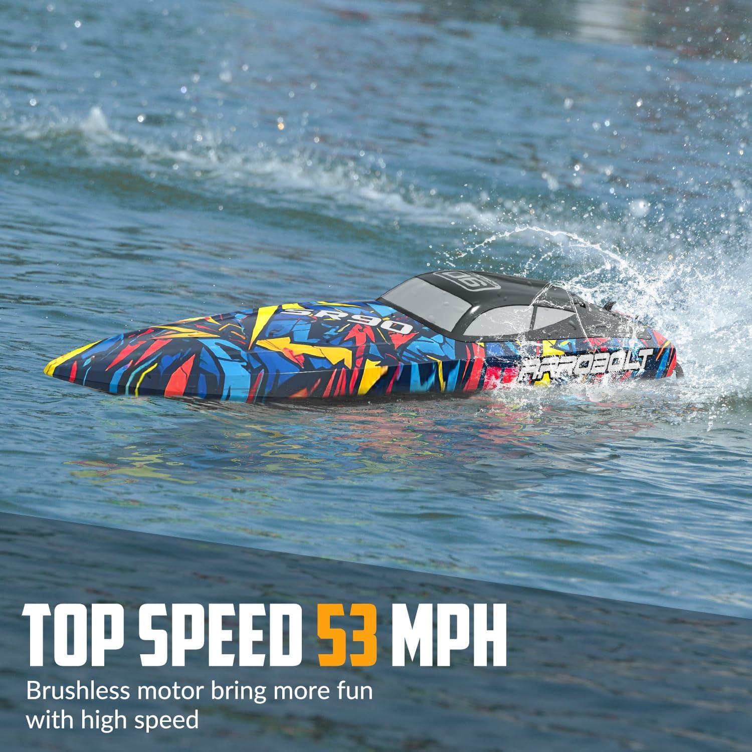 image:imagevolantexrc Brushless RC Boat Vector90 High Speed Remote Control Boat Romote Control Fast Racing RC Boat for Adults 79805Mix